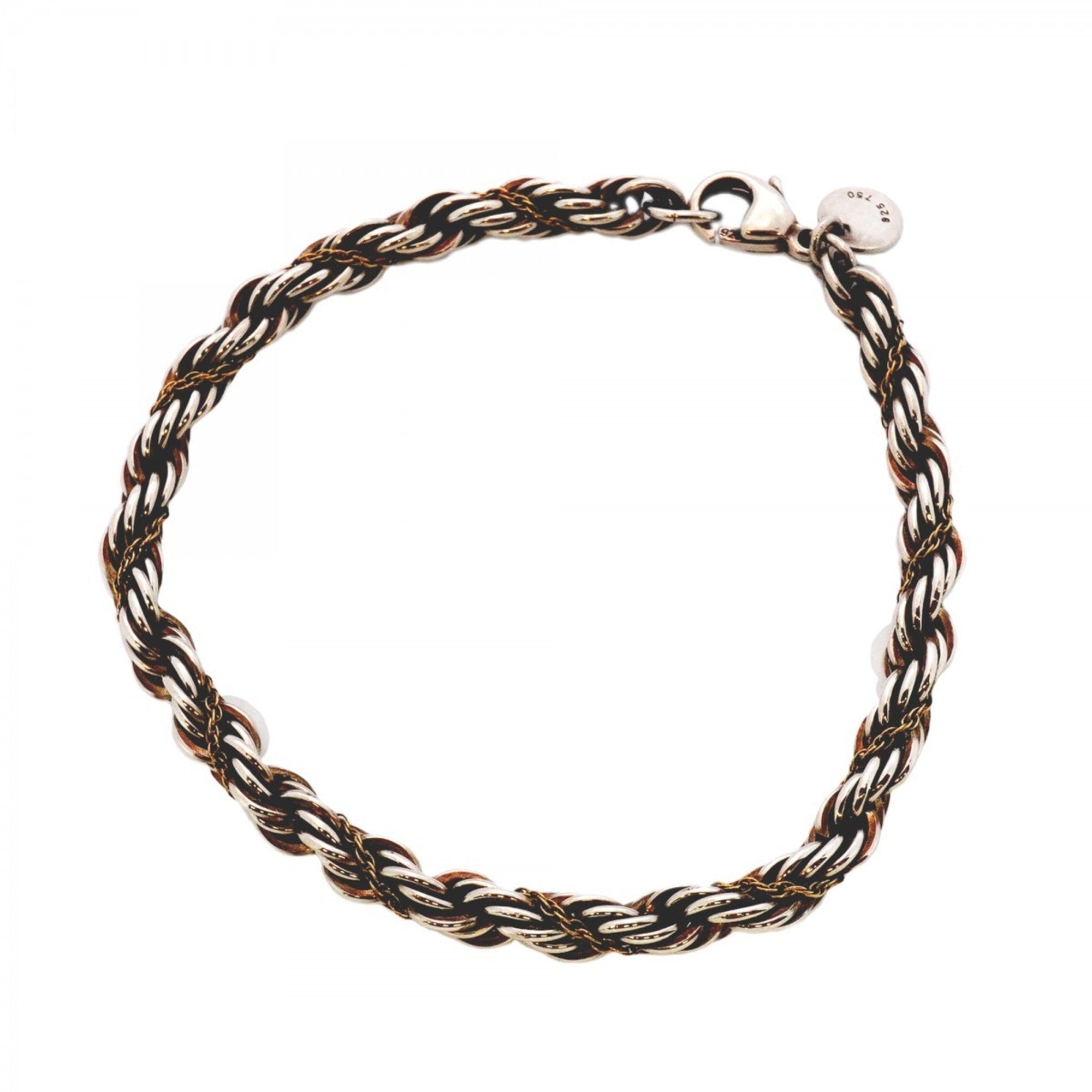 Twisted Rope Bracelet 18K Yellow Gold and Sterling Silver