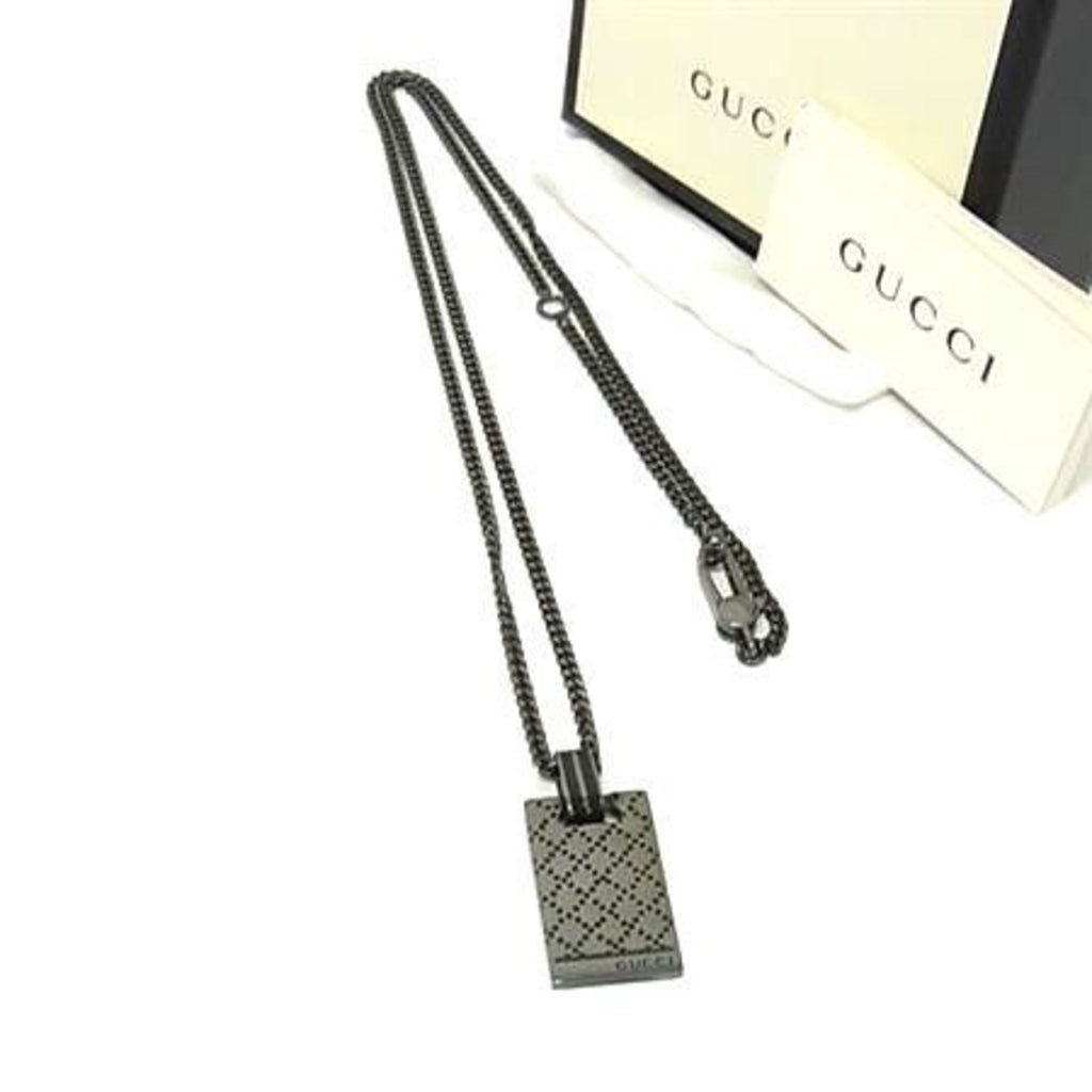 Pendant Necklace Sterling Silver Gunmetal Black with Diamante