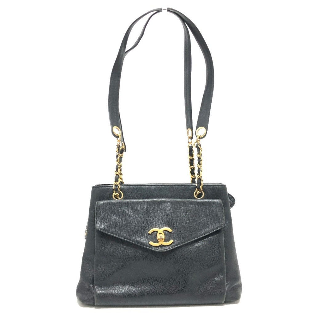 Vintage Front Pocket Tote Caviar Small