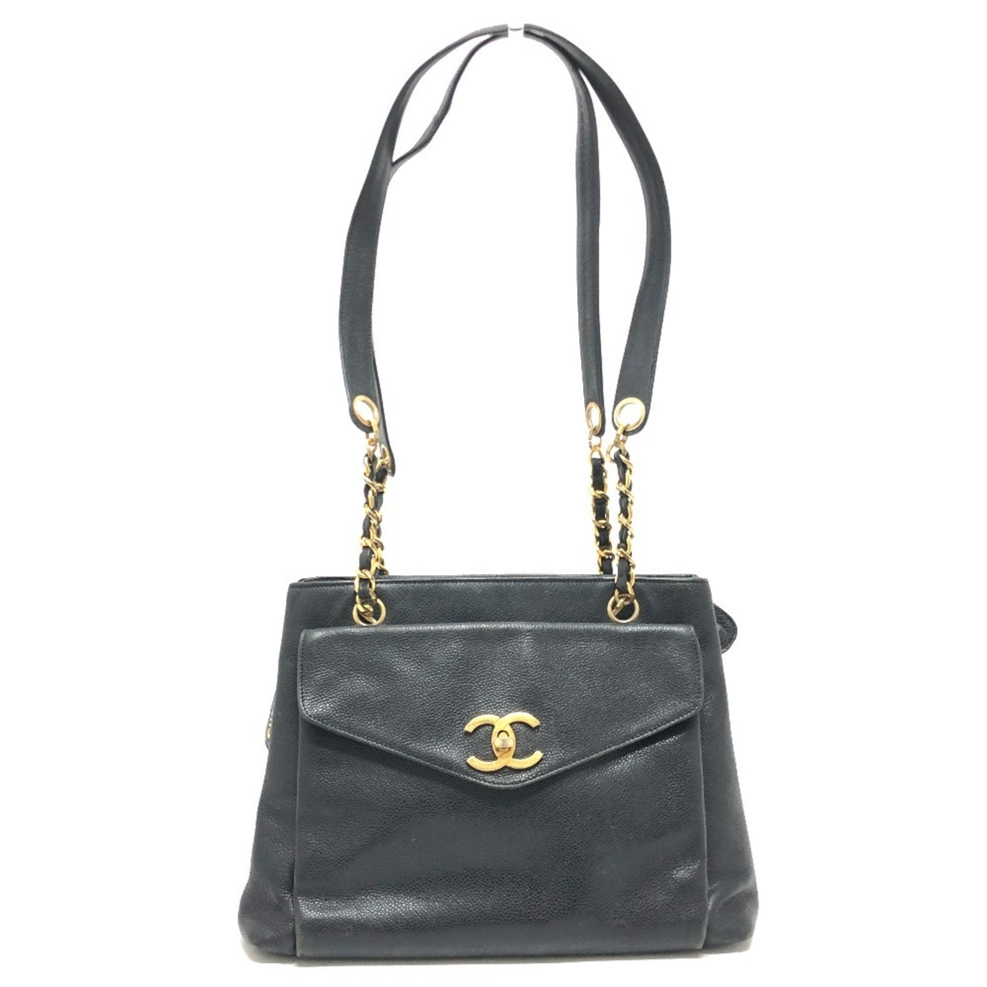 Vintage Front Pocket Tote Caviar Small
