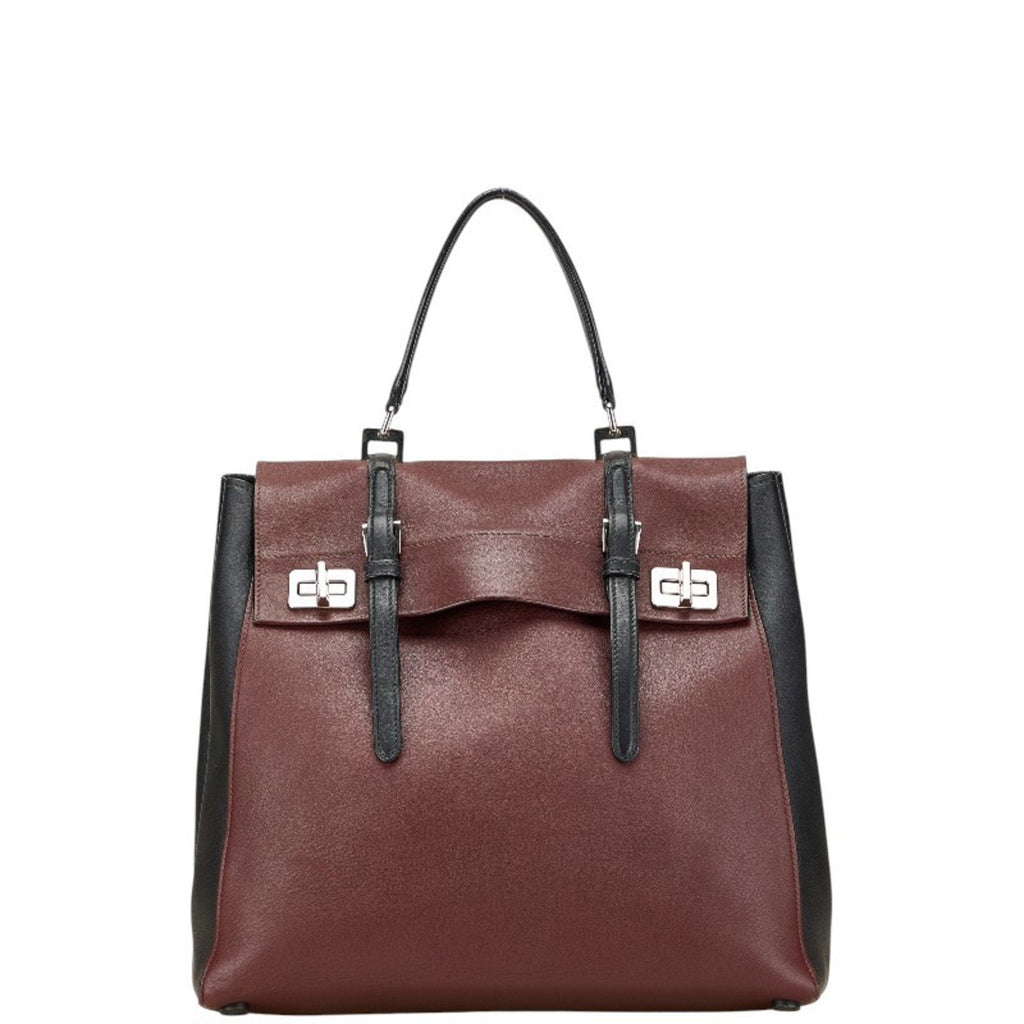 Half Flap Double Turn Lock Satchel Lux Calf North South