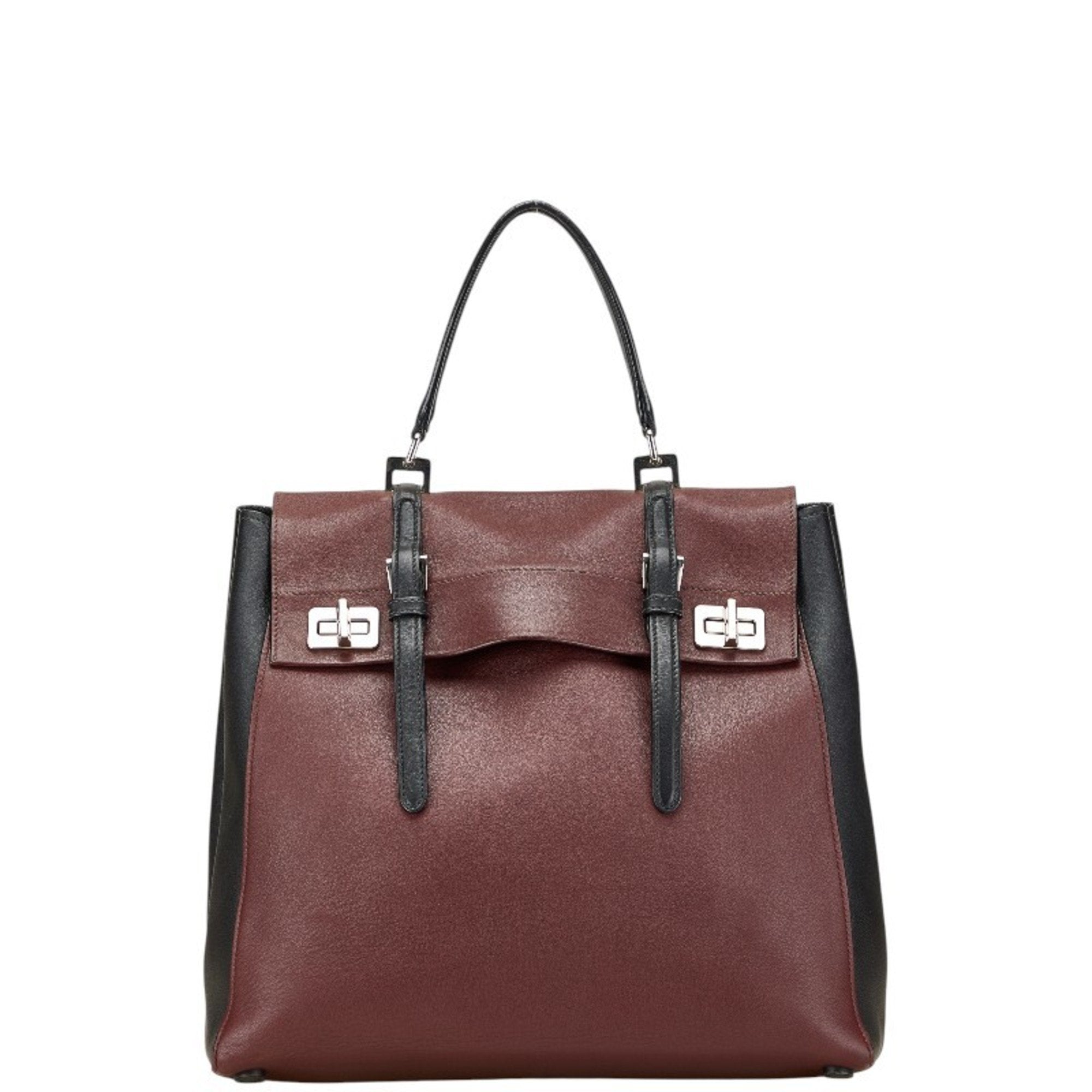 Half Flap Double Turn Lock Satchel Lux Calf North South