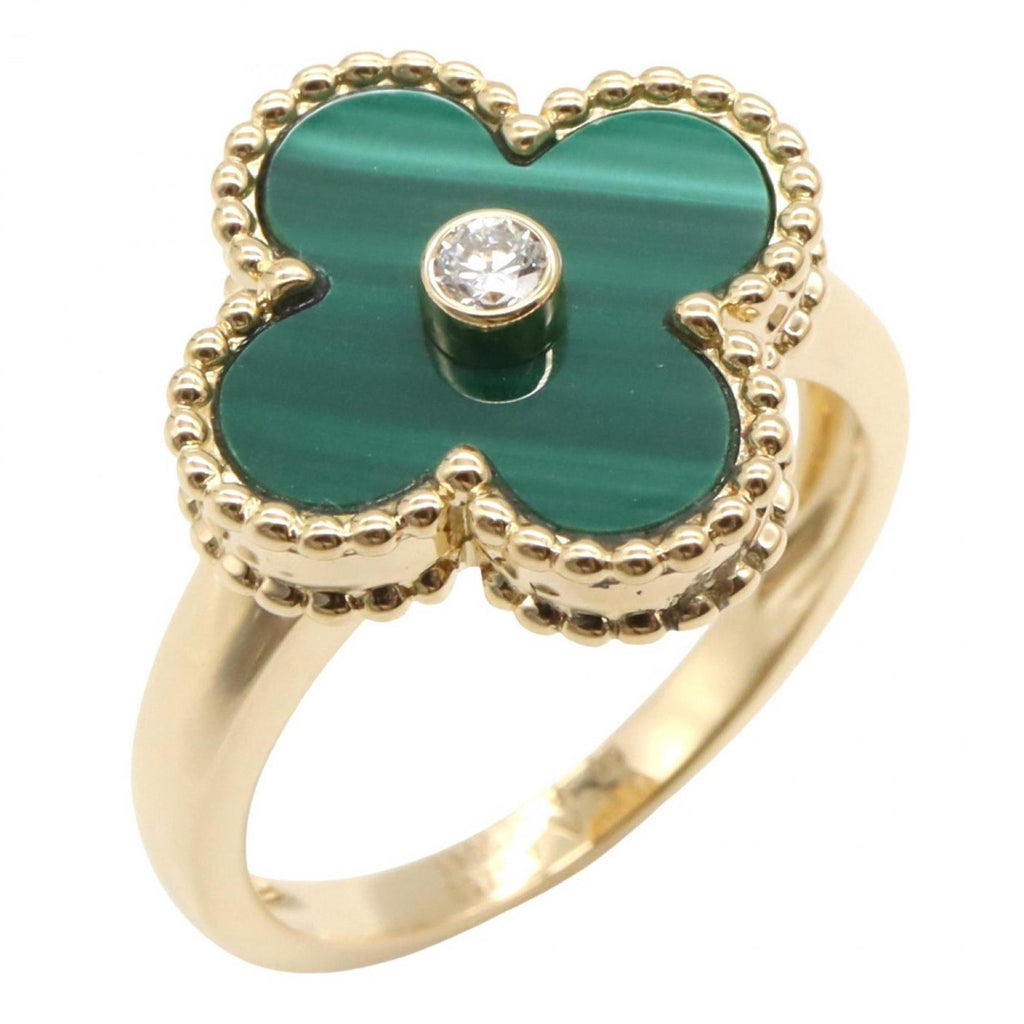 Vintage Alhambra Ring 18K Yellow Gold and Malachite