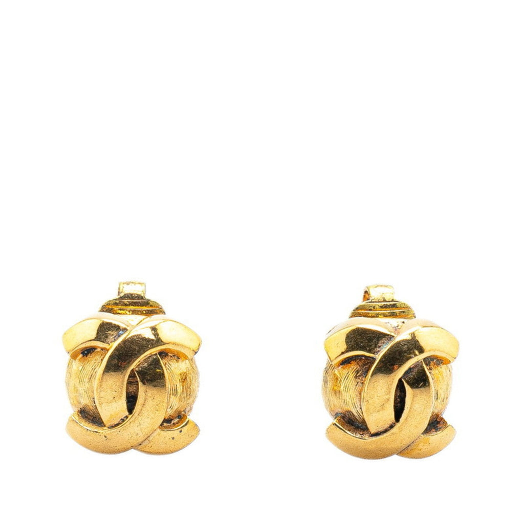 CC Logo Clip-On Earrings Metal Gold-Tone Metal