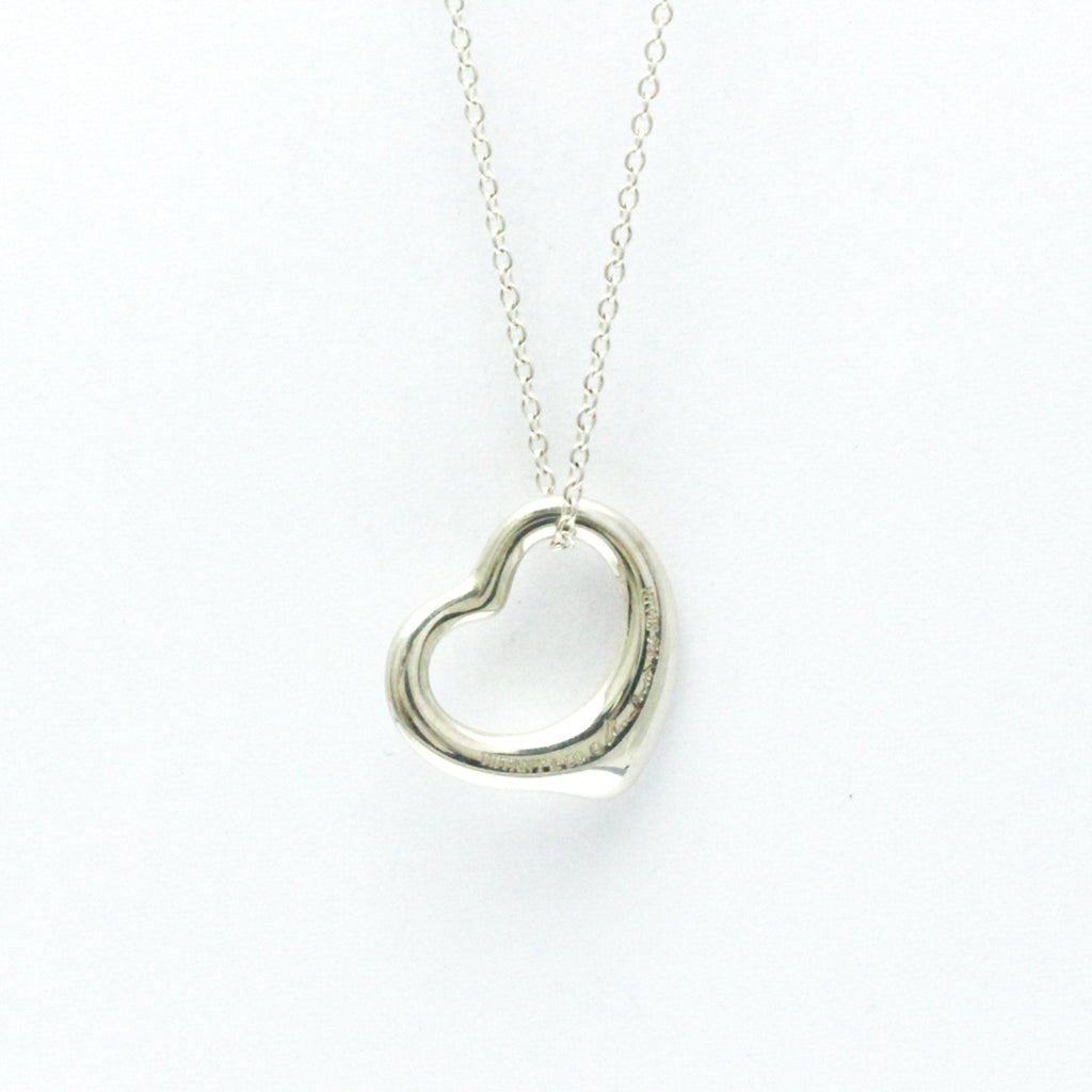 Open Heart Pendant Necklace Sterling Silver 15.5mm