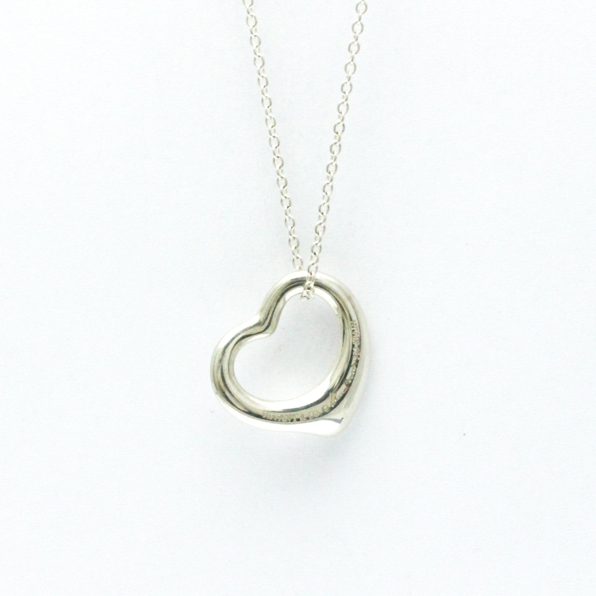 Open Heart Pendant Necklace Sterling Silver 15.5mm