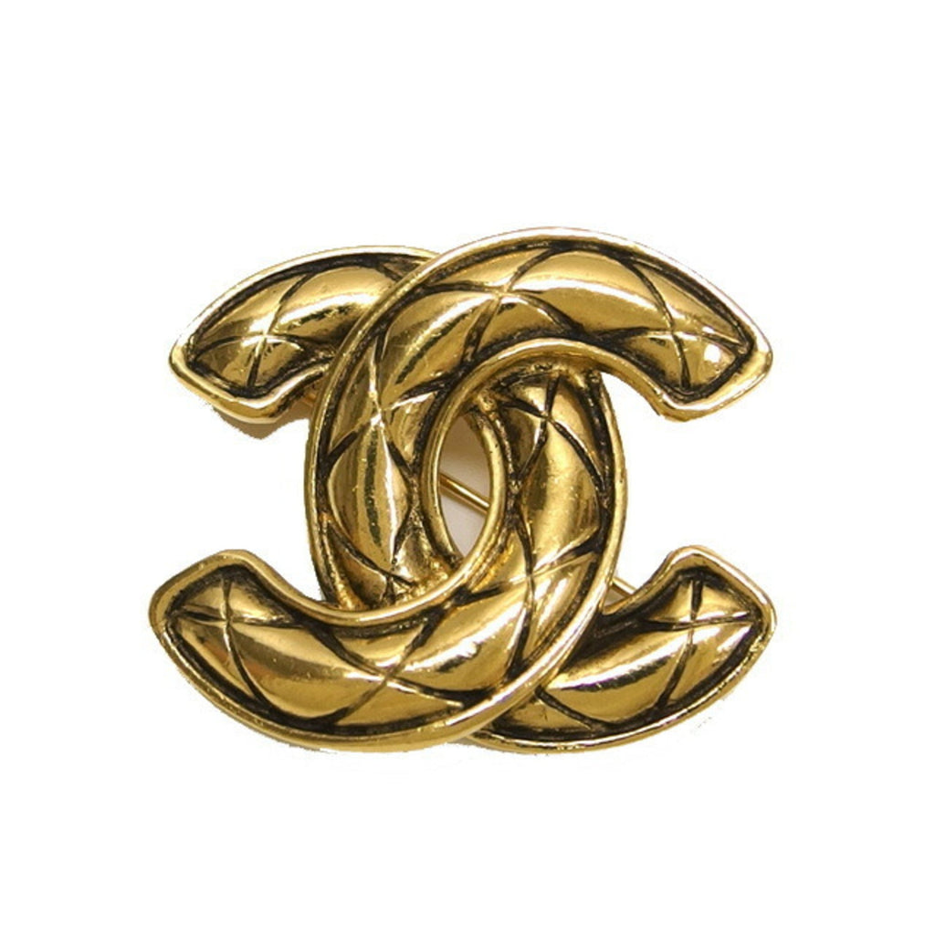 CC Logo Brooch Gold-Tone Metal