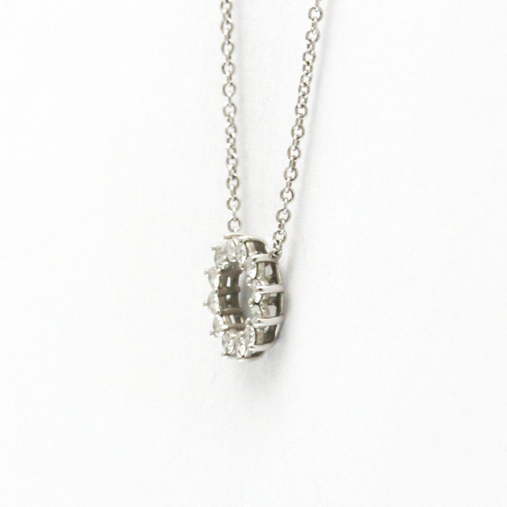 Open Circle Mini Pendant Necklace Platinum with Diamond