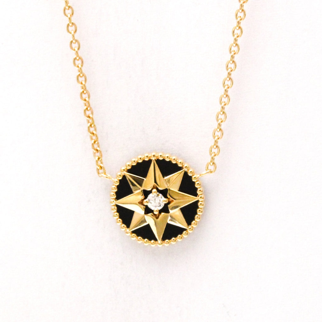 Pendant Necklace 18K Rose Gold with Onyx