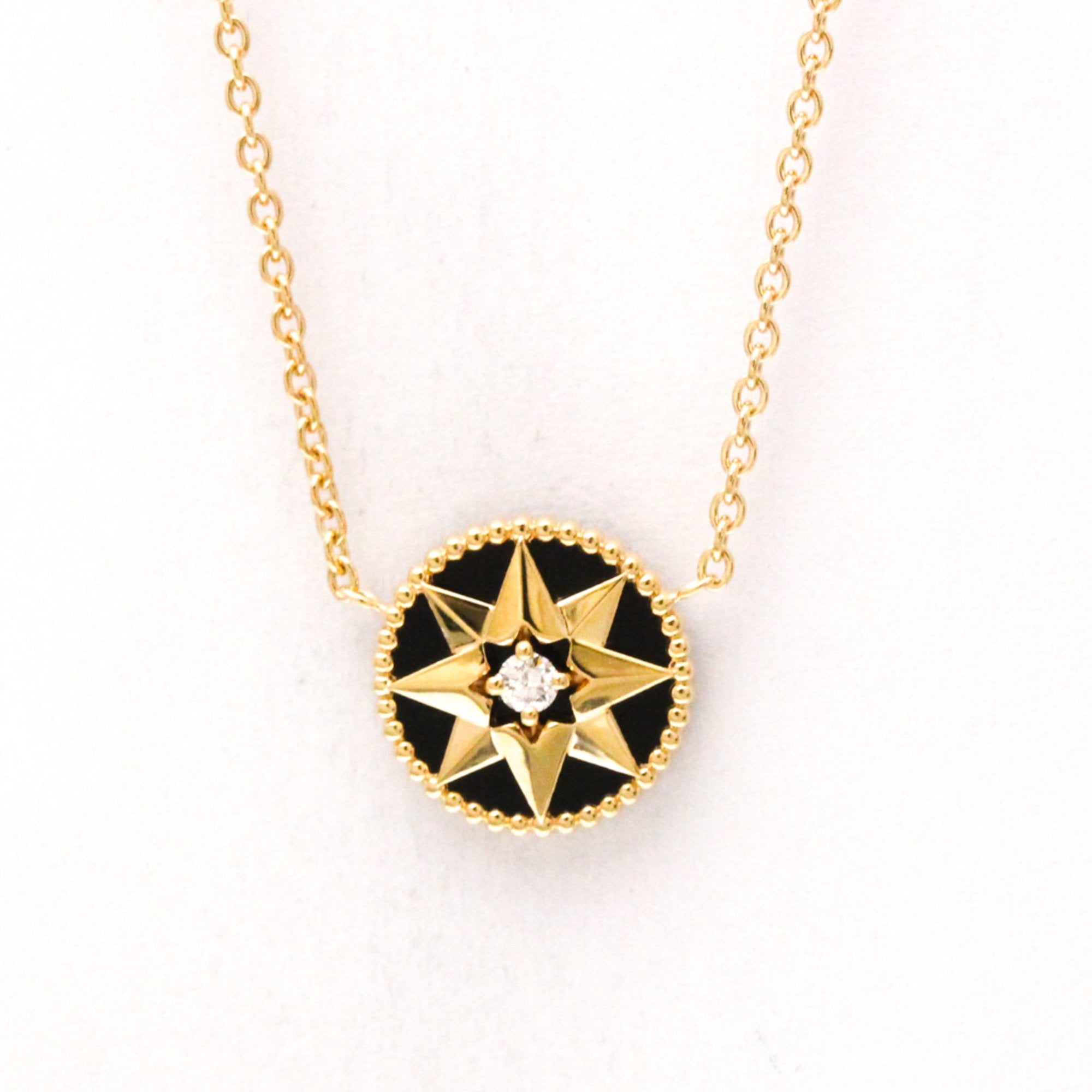 Pendant Necklace 18K Rose Gold with Onyx