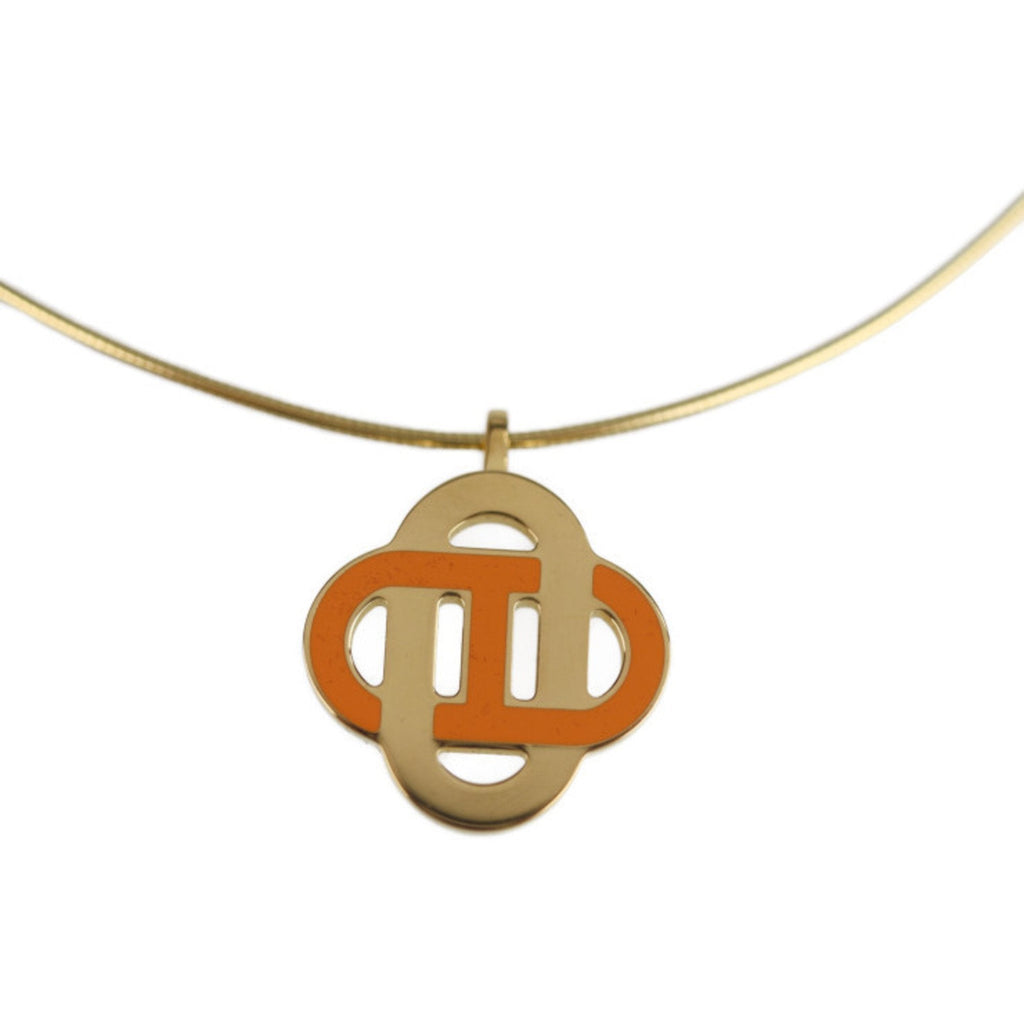 Pendant Necklace Metal Gold Orange