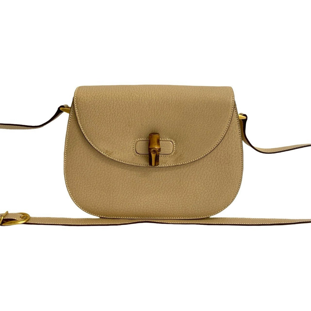 Vintage Convertible Bamboo Top Handle Bag Leather Small