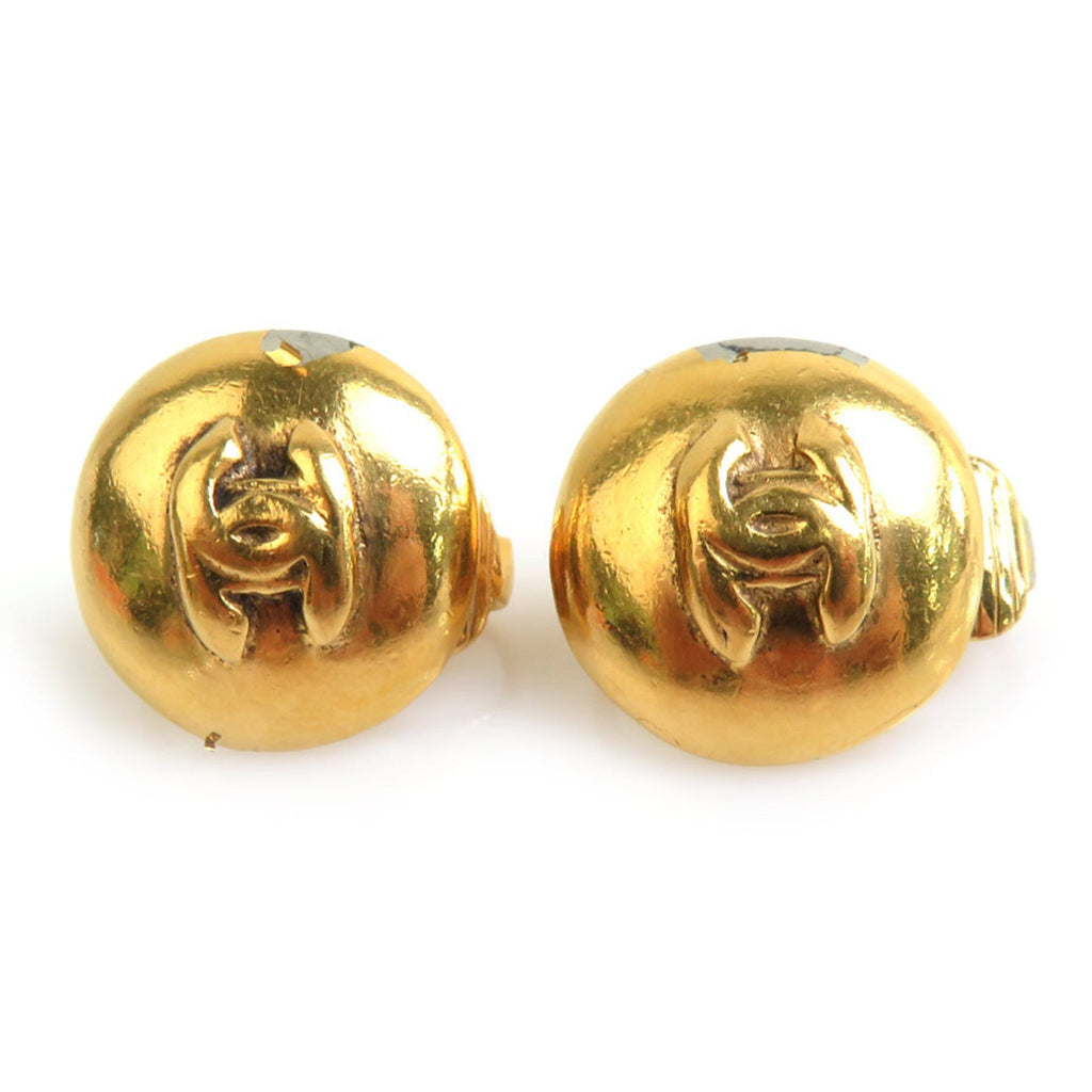 CC Logo Clip-On Earrings Gold-Tone Metal Gold-Tone Metal