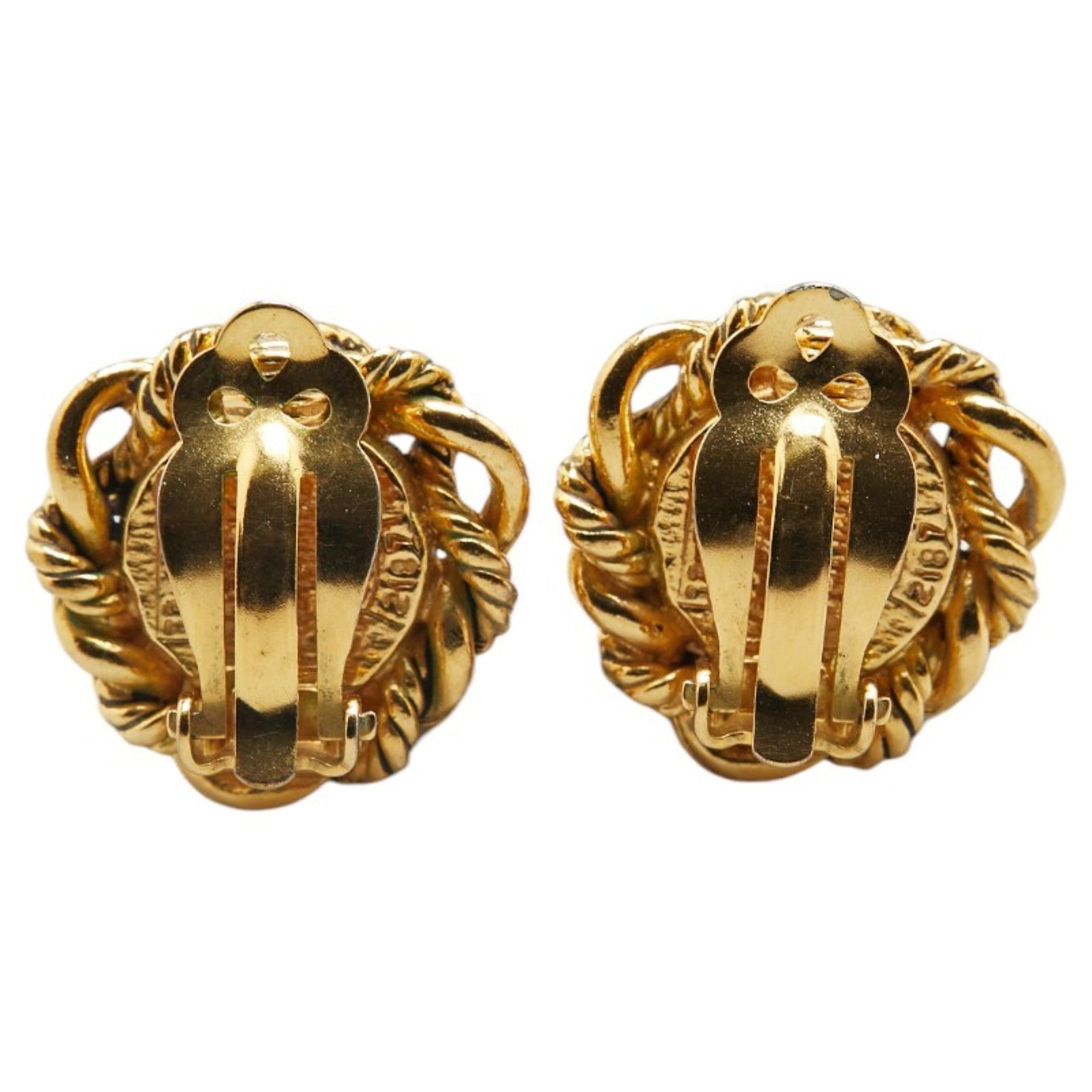 Vintage Clip-On Earrings Pearl Clip-On Gold-Tone Metal