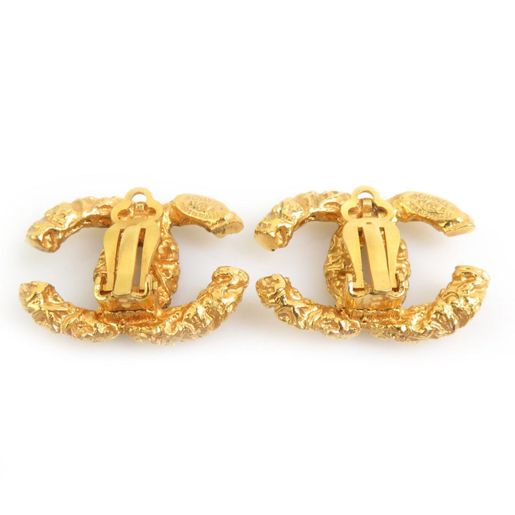 CC Logo Clip-On Earrings Gold-Tone Metal Gold-Tone Metal