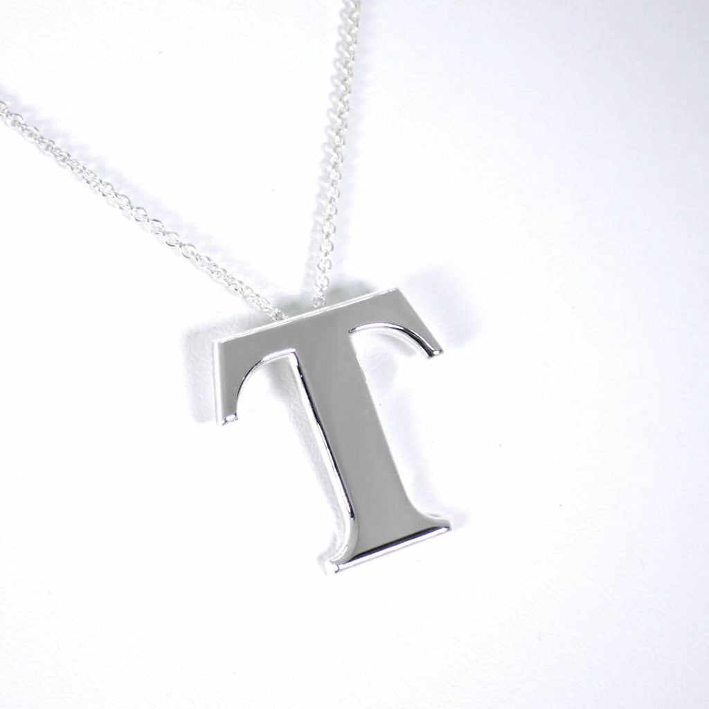 T Motif Pendant Necklace Sterling Silver