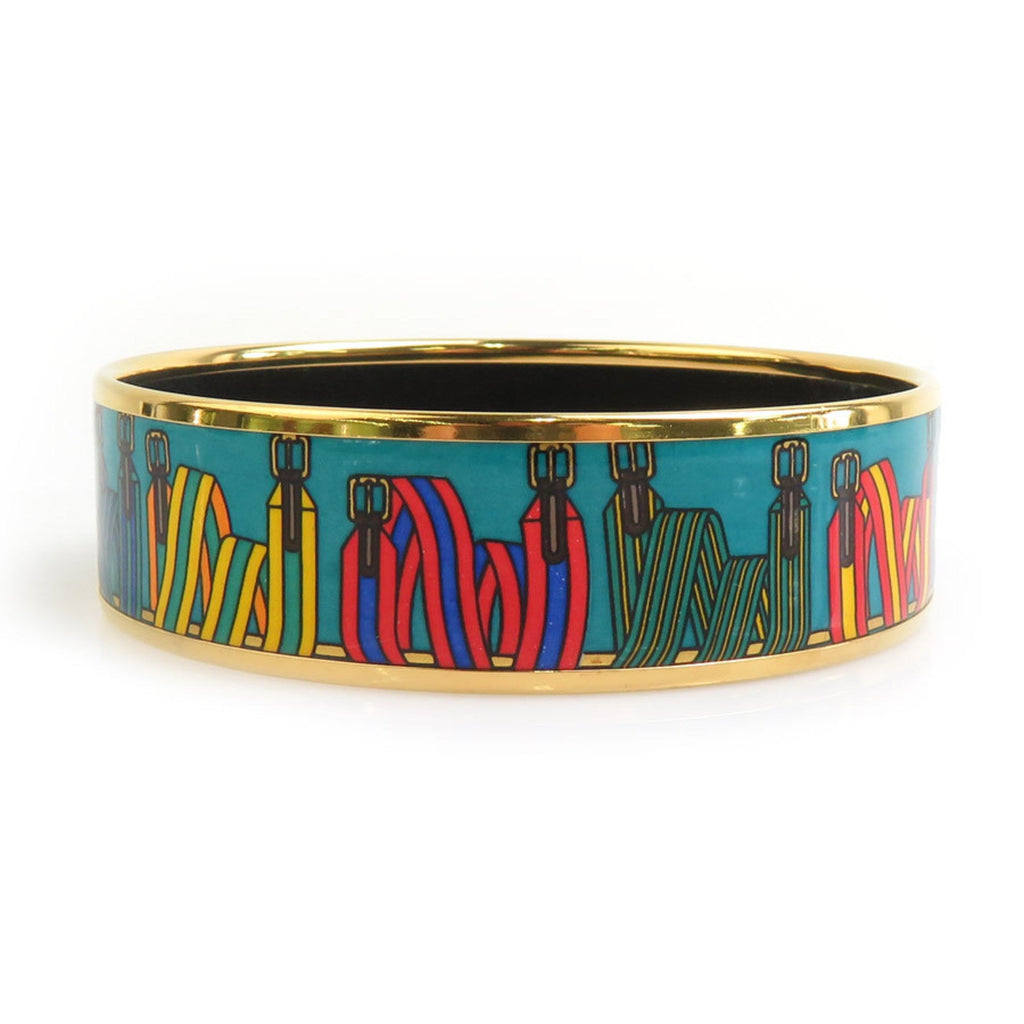 Enamel and Metal Bracelet Blue and Gold and Multi-color
