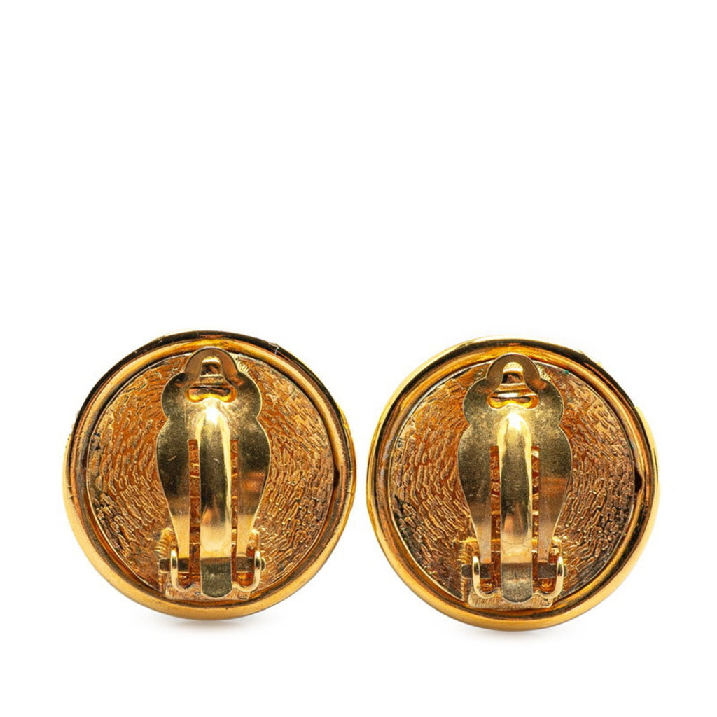 CC Logo Round Clip-On Earrings Metal Gold-Tone Metal
