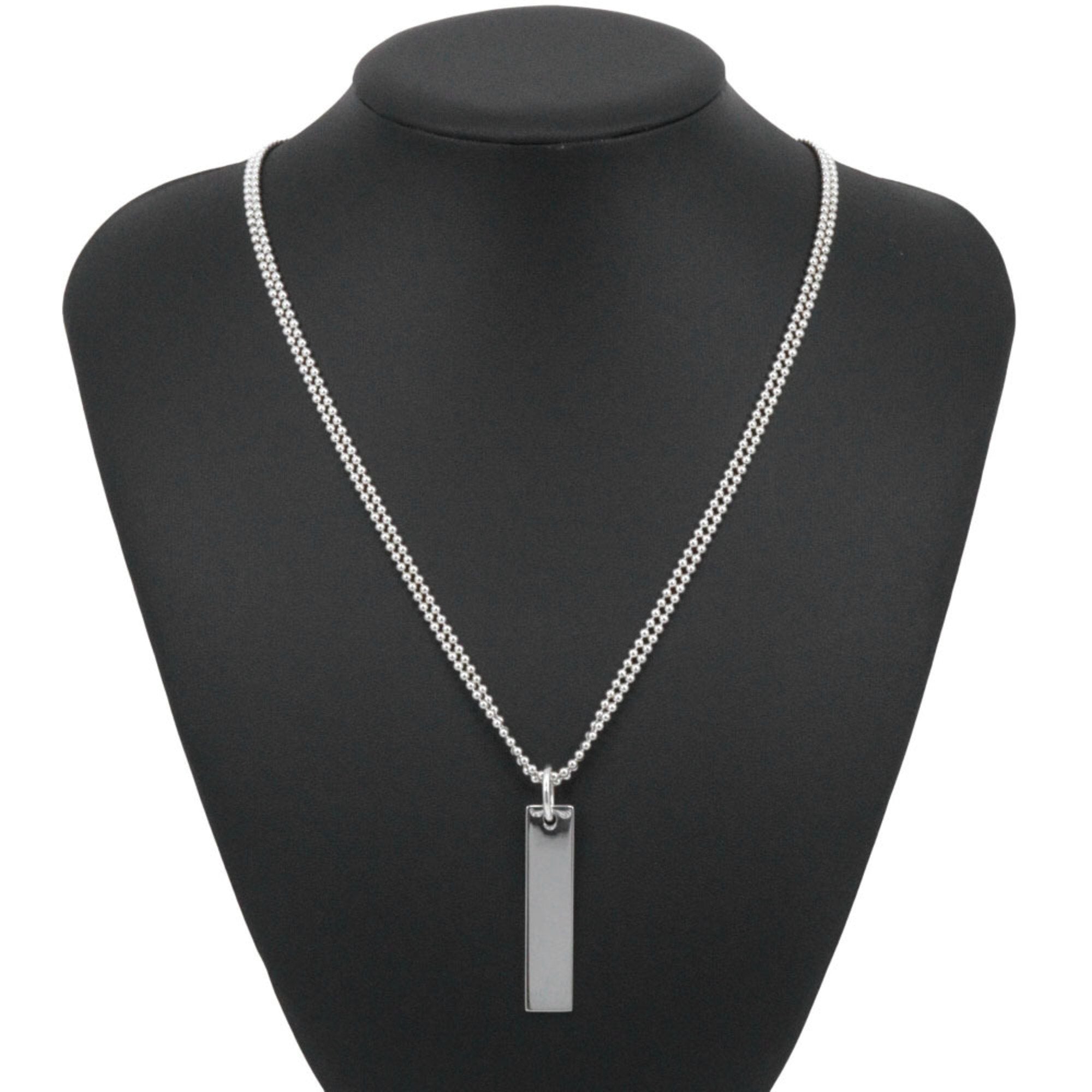 Bar Pendant Necklace Sterling Silver