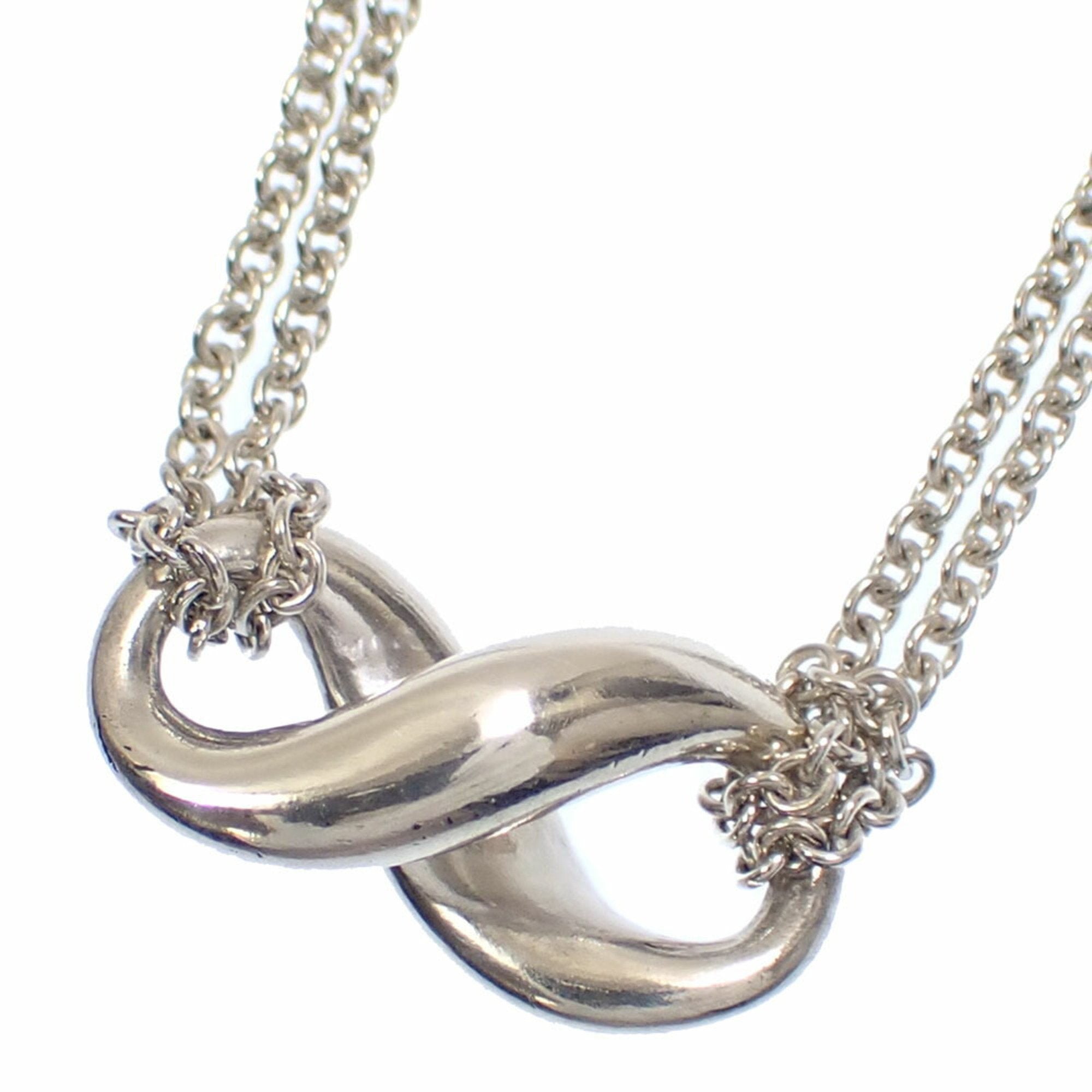 Infinity Pendant Necklace Sterling Silver Double Chain
