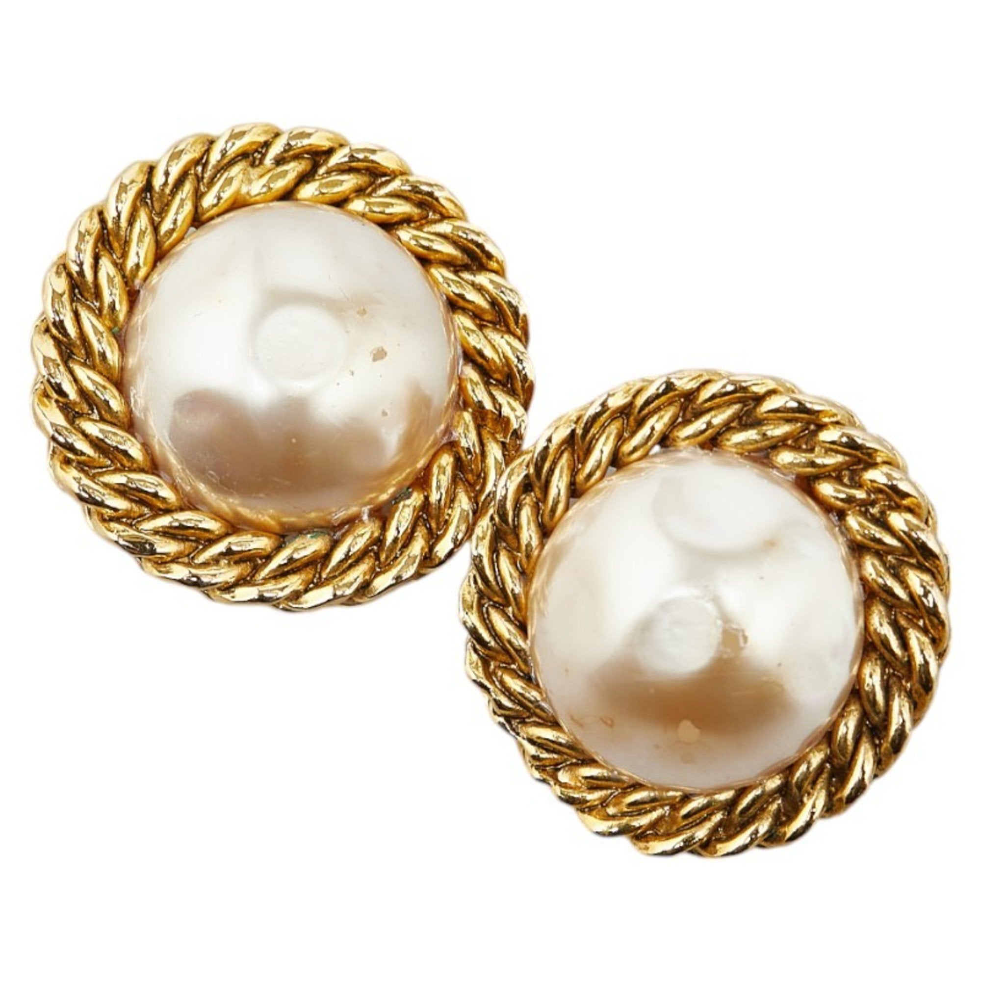 Clip-On Earrings Pearl Clip-On Gold-Tone Metal