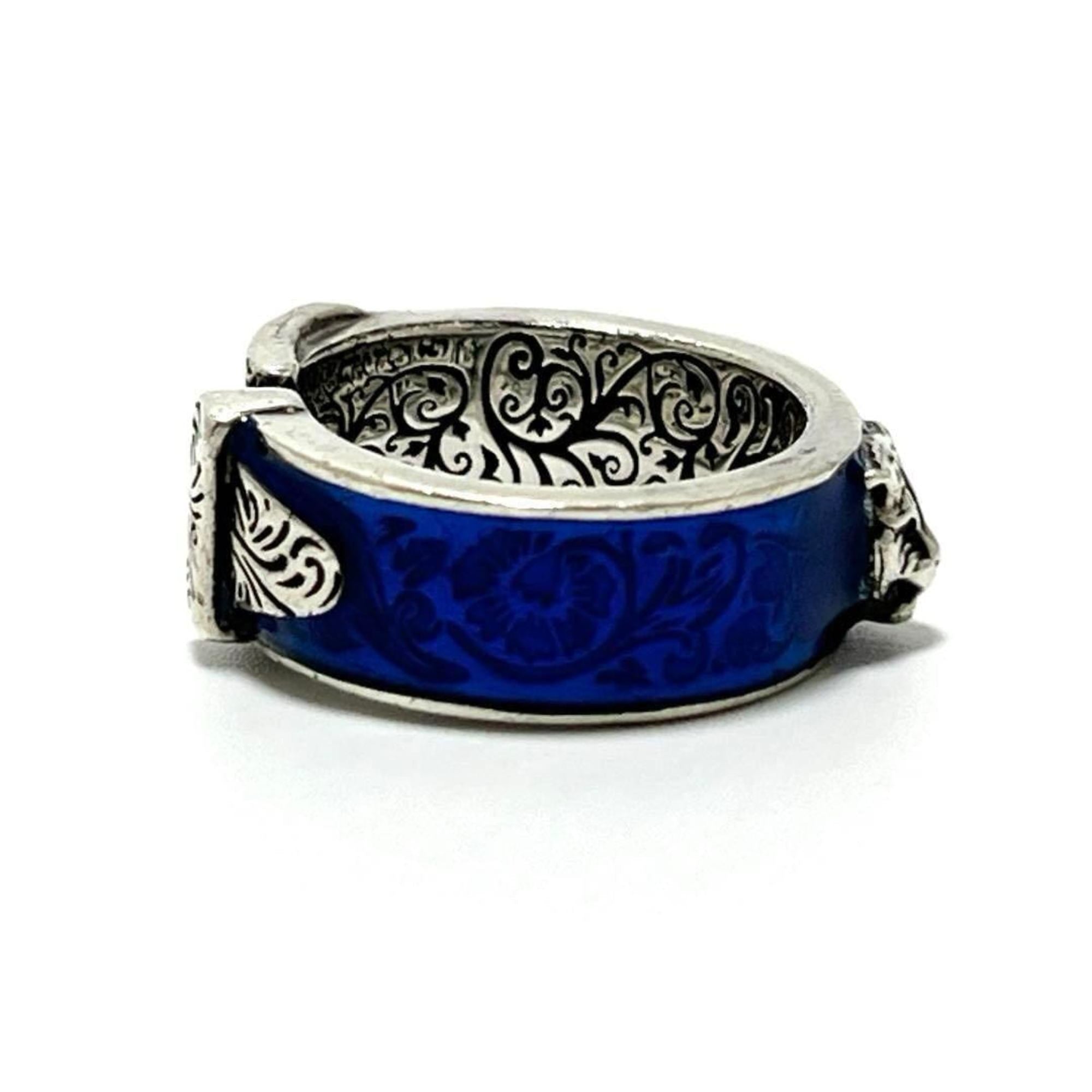 Tiger Head Garden Ring Enamel and Sterling Silver