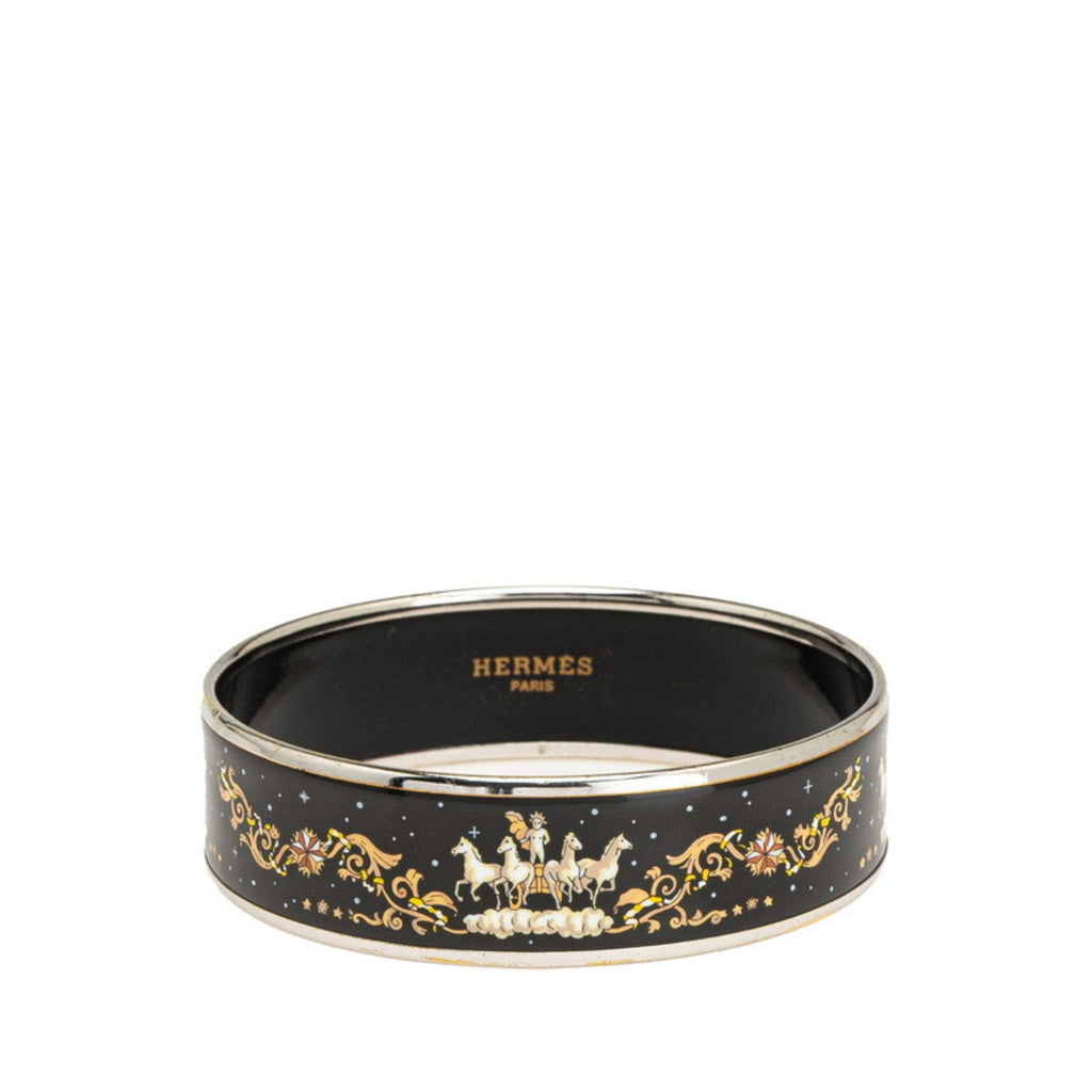 Enamel Bracelet Metal Black Multicolor Silver