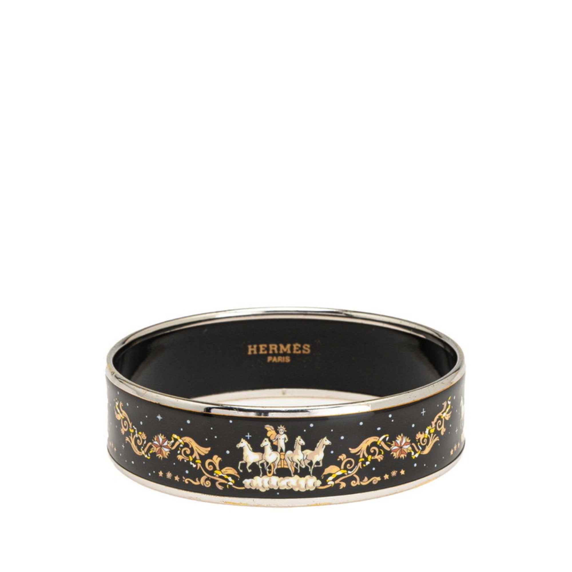 Enamel Bracelet Metal Black Multicolor Silver
