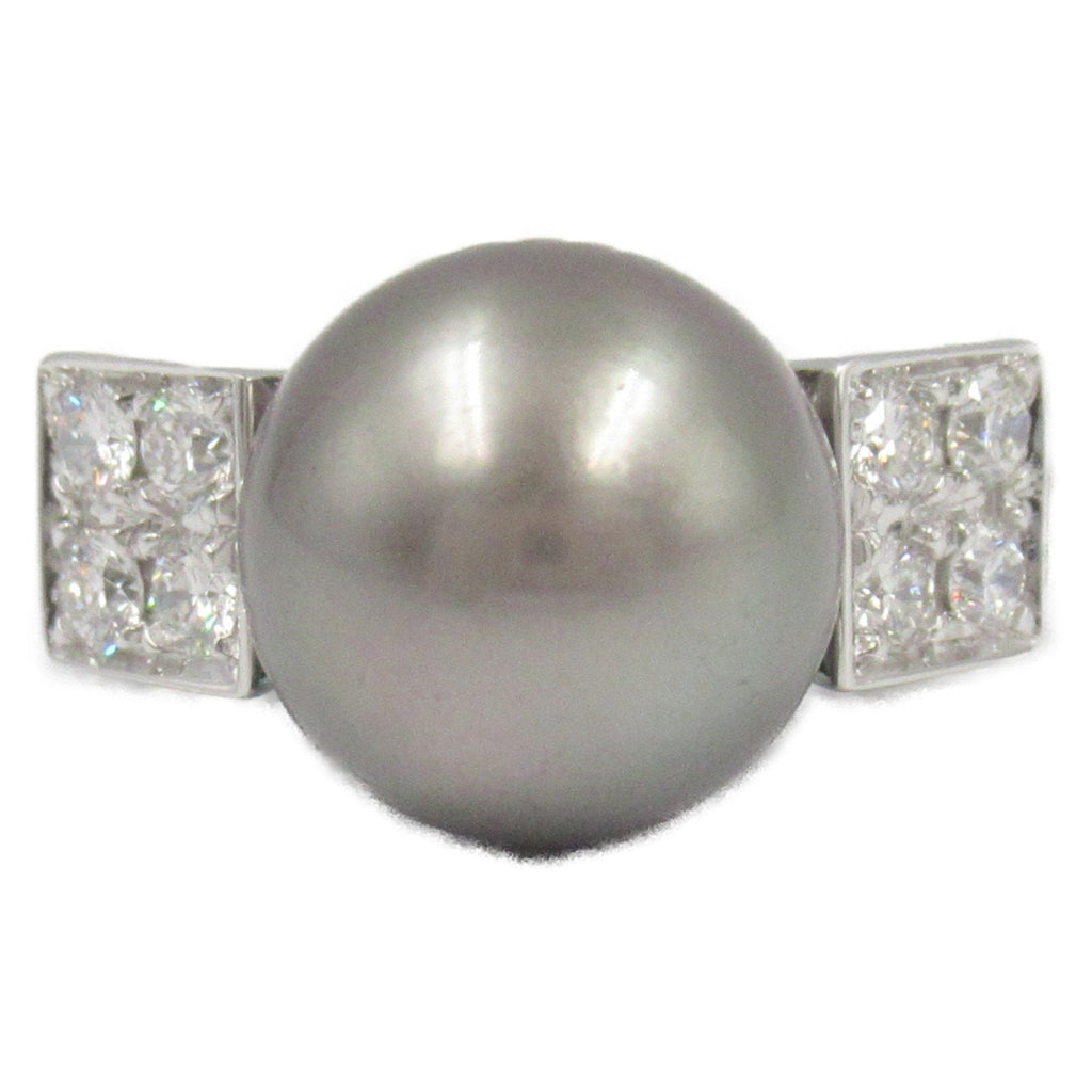 Lucia Ring 18K White Gold with Black Pearl and Diamond