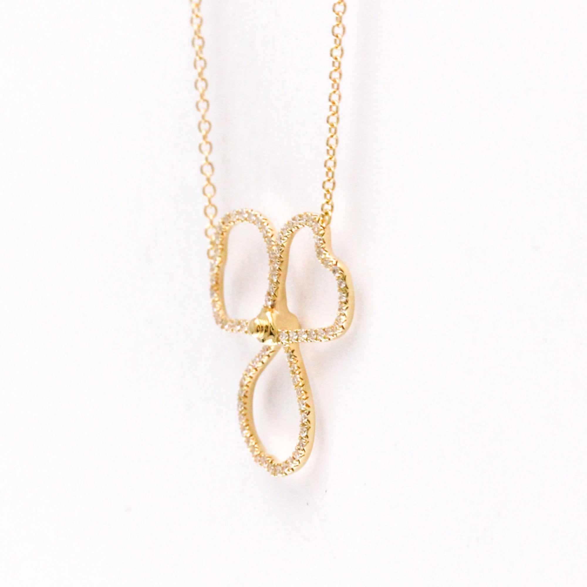 Open Paper Flower Pendant Necklace 18K Rose Gold with Diamond