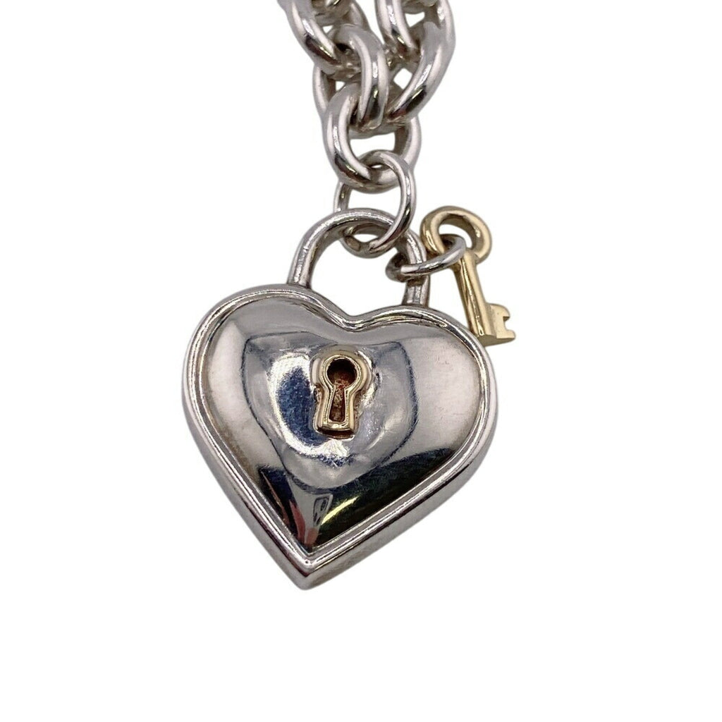 Heart Lock Chain Necklace Silver