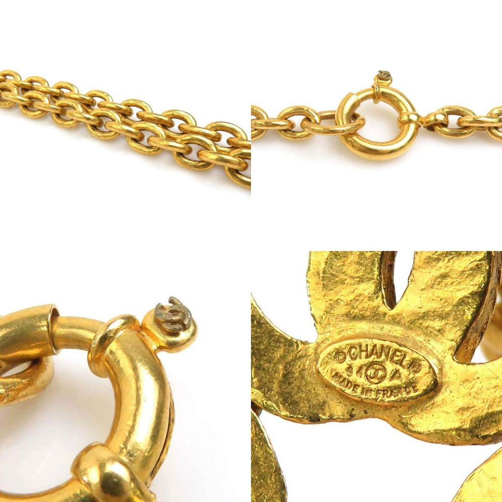 CC Logo Pendant Necklace Gold-Tone Metal