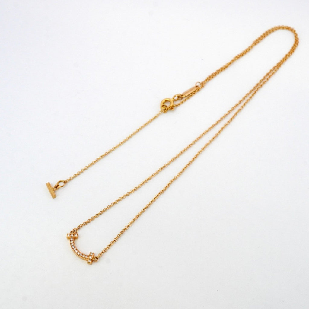 T Smile Mini Pendant Necklace 18K Rose Gold with Diamonds