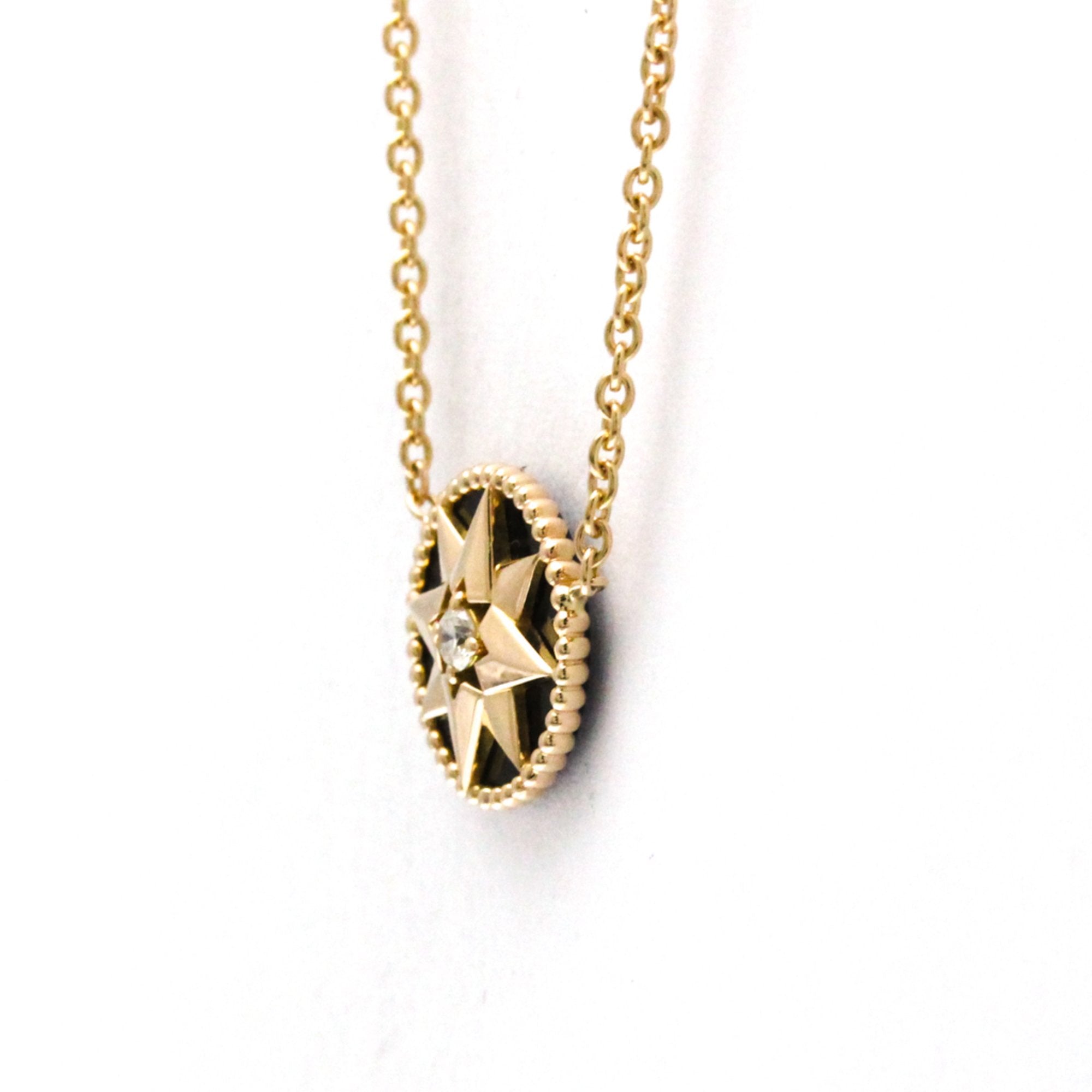 Pendant Necklace 18K Rose Gold with Diamond and Onyx