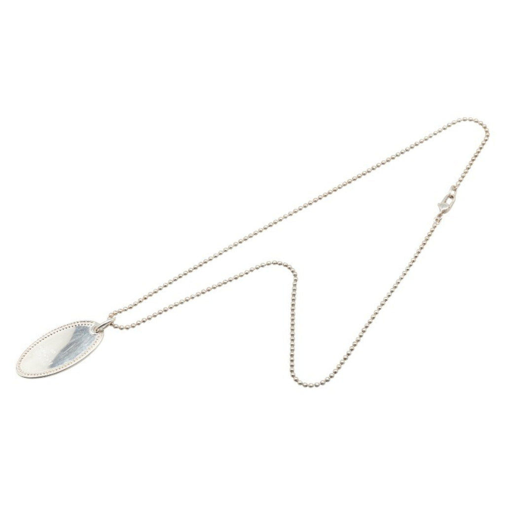 Oval Plate Pendant Necklace Sterling Silver Ball Chain