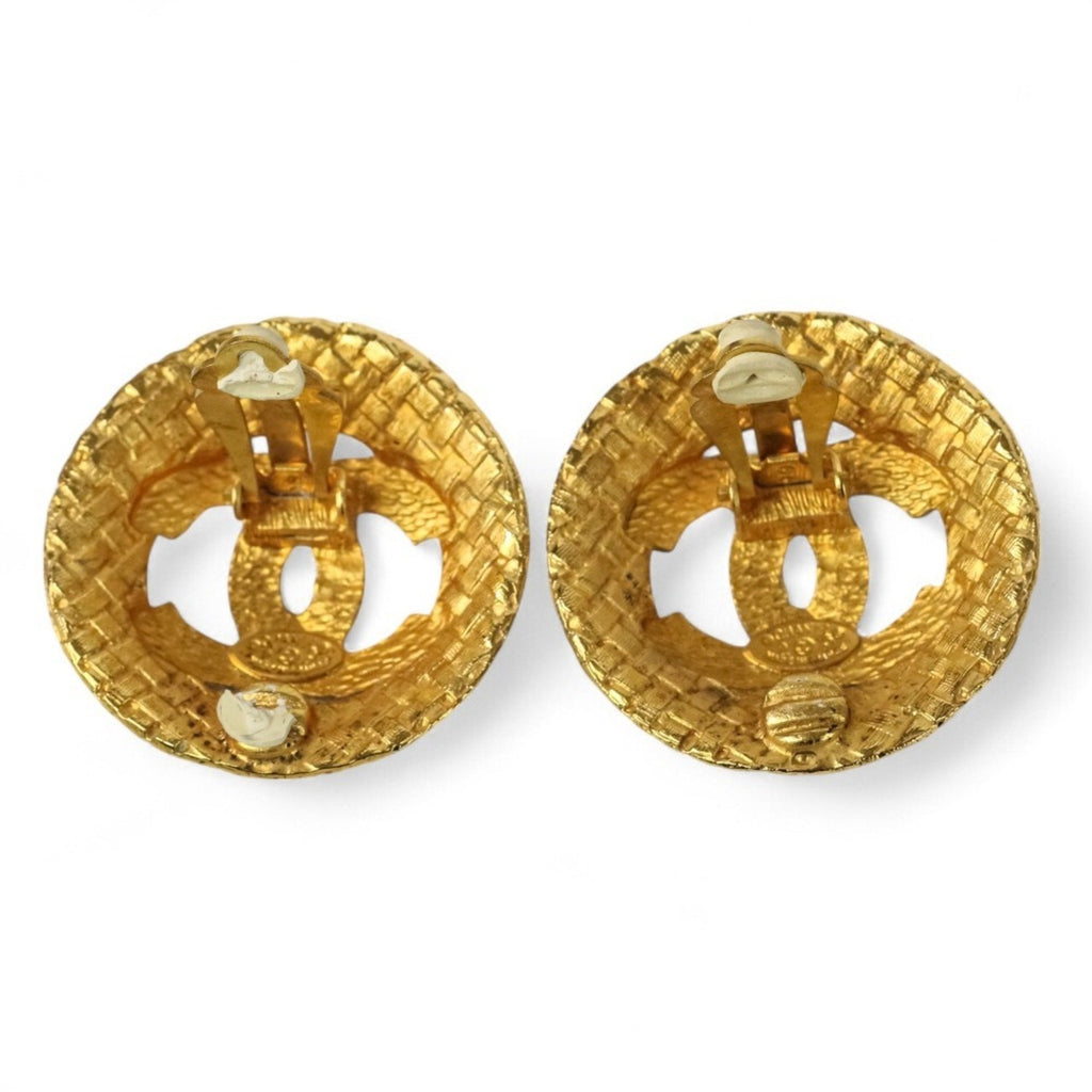 CC Logo Oval Clip-On Earrings Gold-Tone Metal