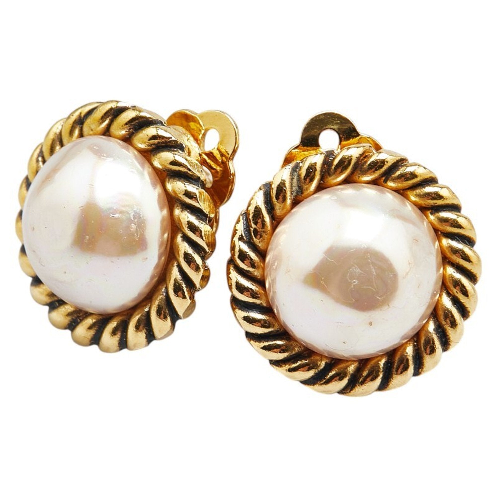 Clip-On Earrings Pearl Clip-On Gold-Tone Metal