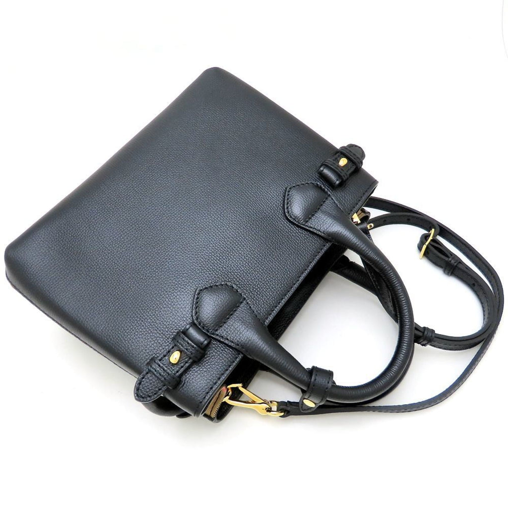 Banner Tote Leather and House Check Canvas Mini