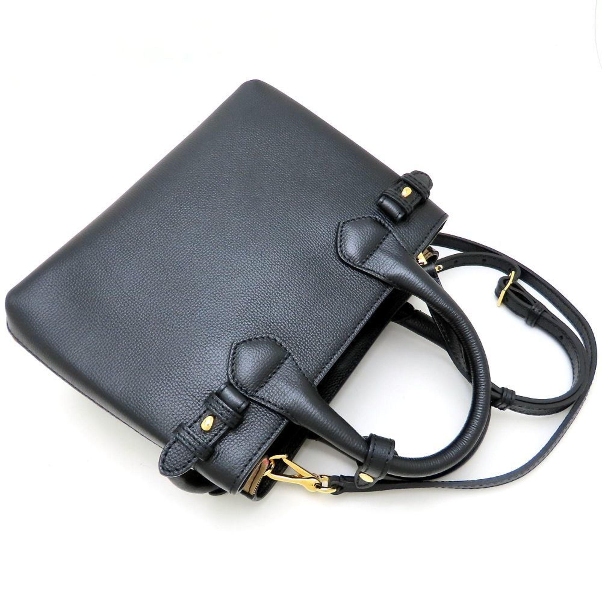 Banner Tote Leather and House Check Canvas Mini