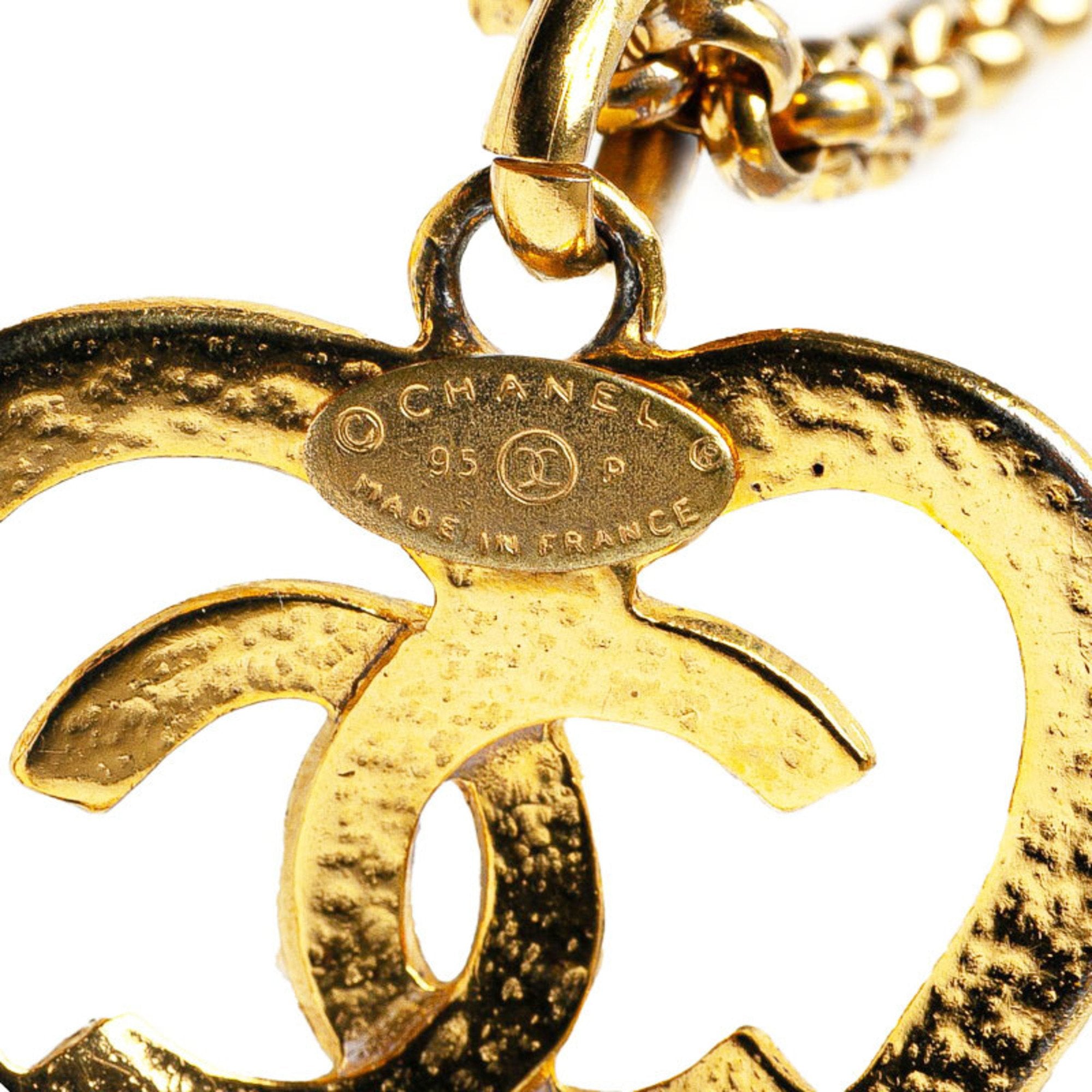 CC Logo Chain Heart Pendant Necklace Metal