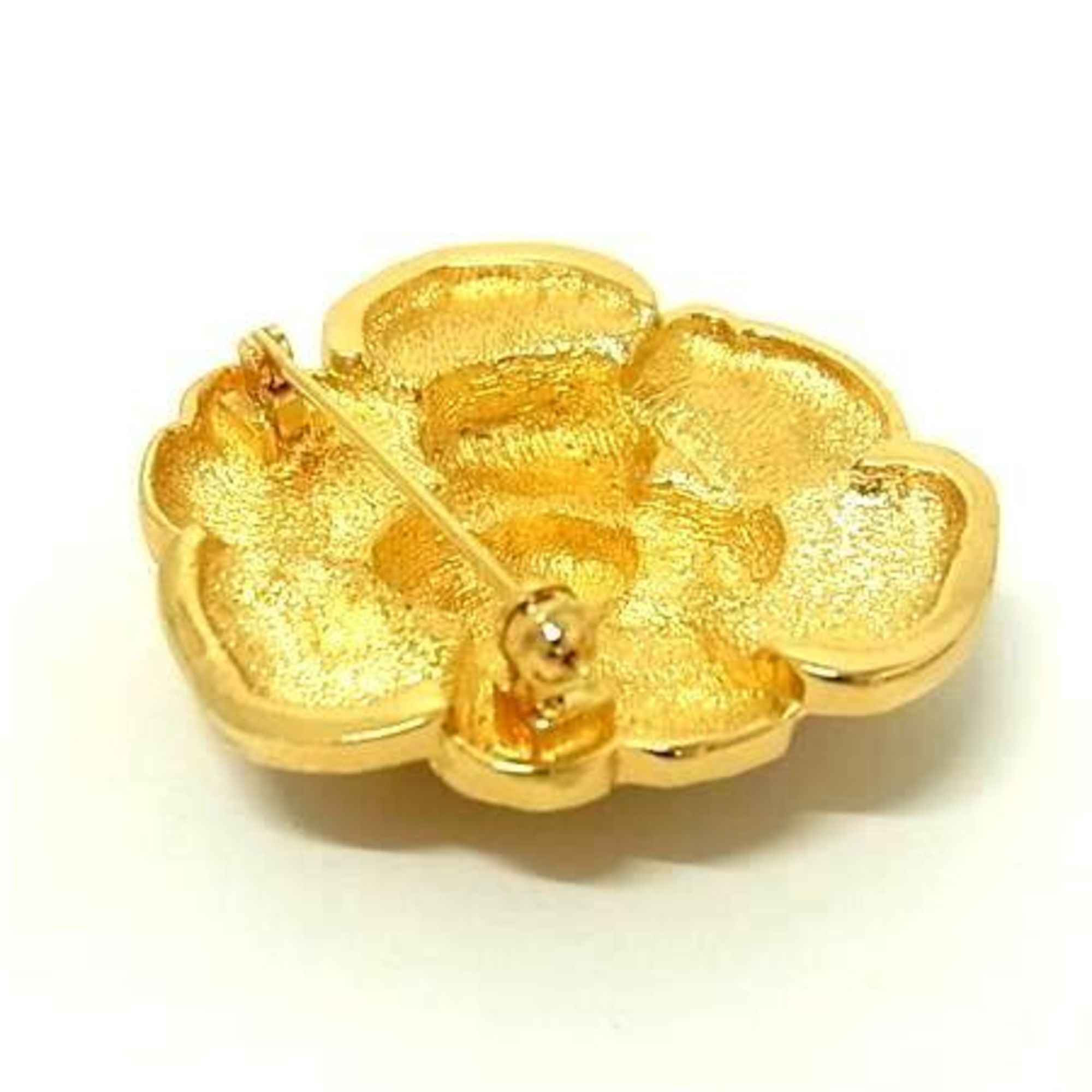 Brooch Gold Metal and Rhinestone