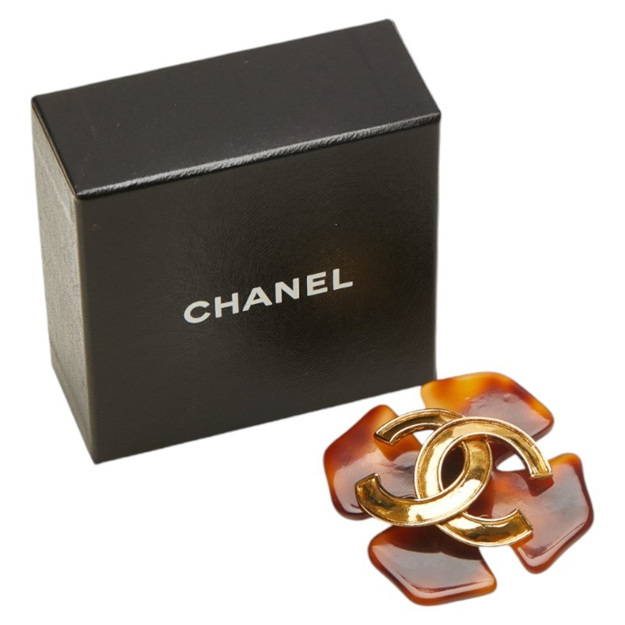 CC Logo Brooch Gold-Tone Metal