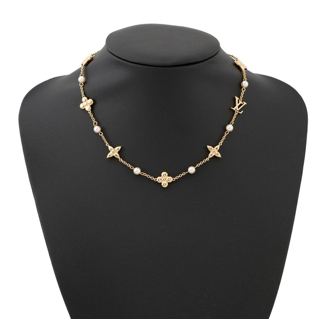 Louisa Pendant Necklace Gold With Faux Pearls