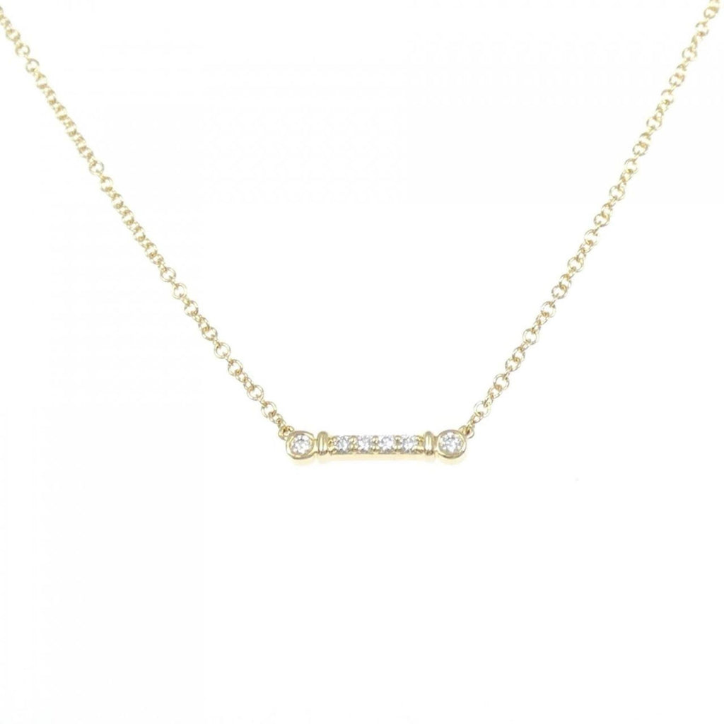 Fleur-de-lis Stem Pendant Necklace 18K Yellow Gold with Diamond