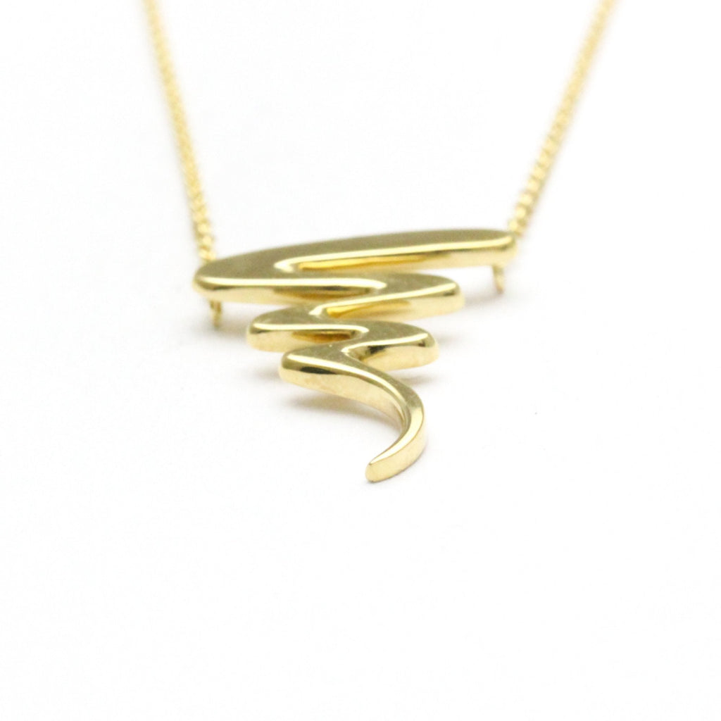 Scribble Pendant Necklace 18K Yellow Gold