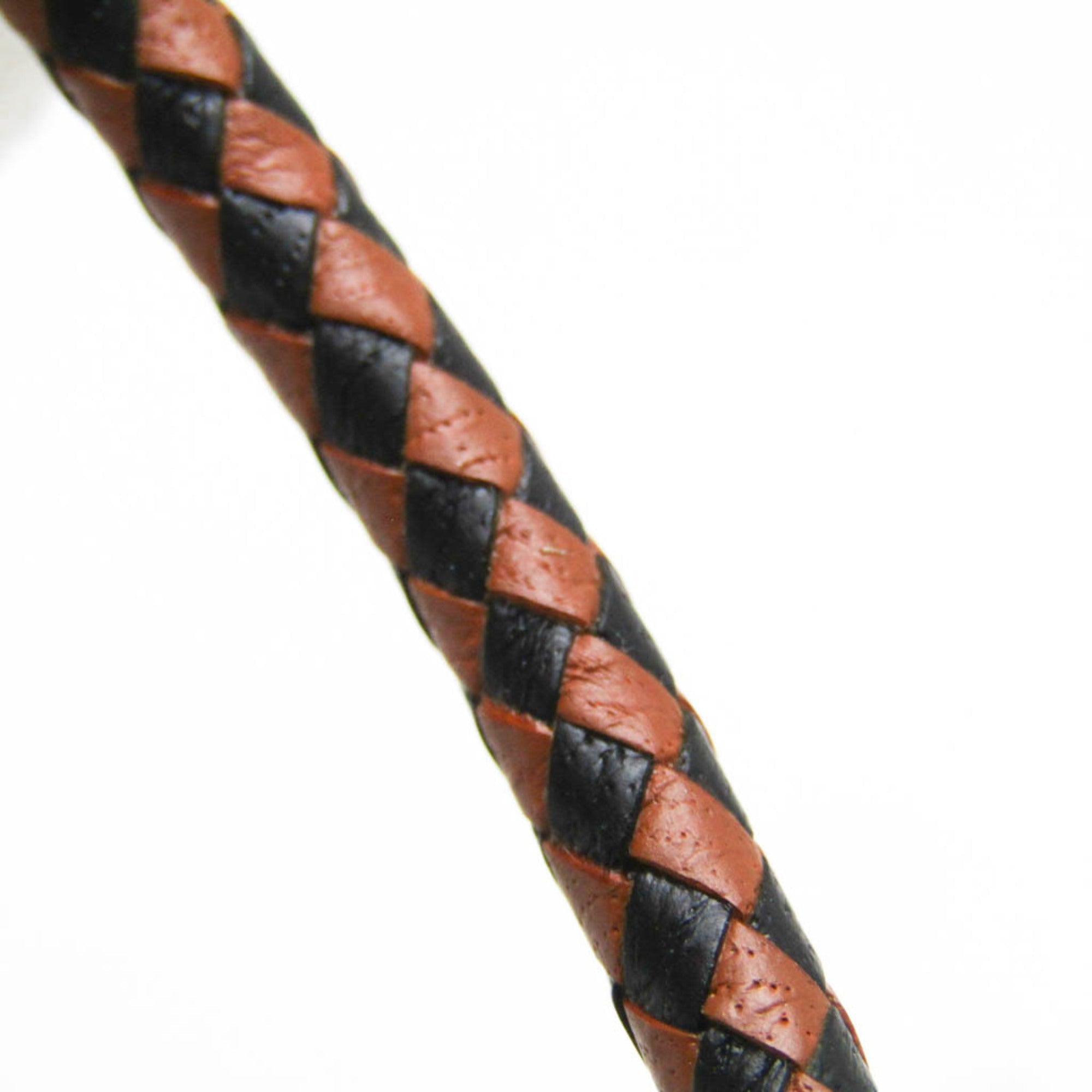 Jumbo Bangle Leather and Metal Black Brown Silver Bracelet