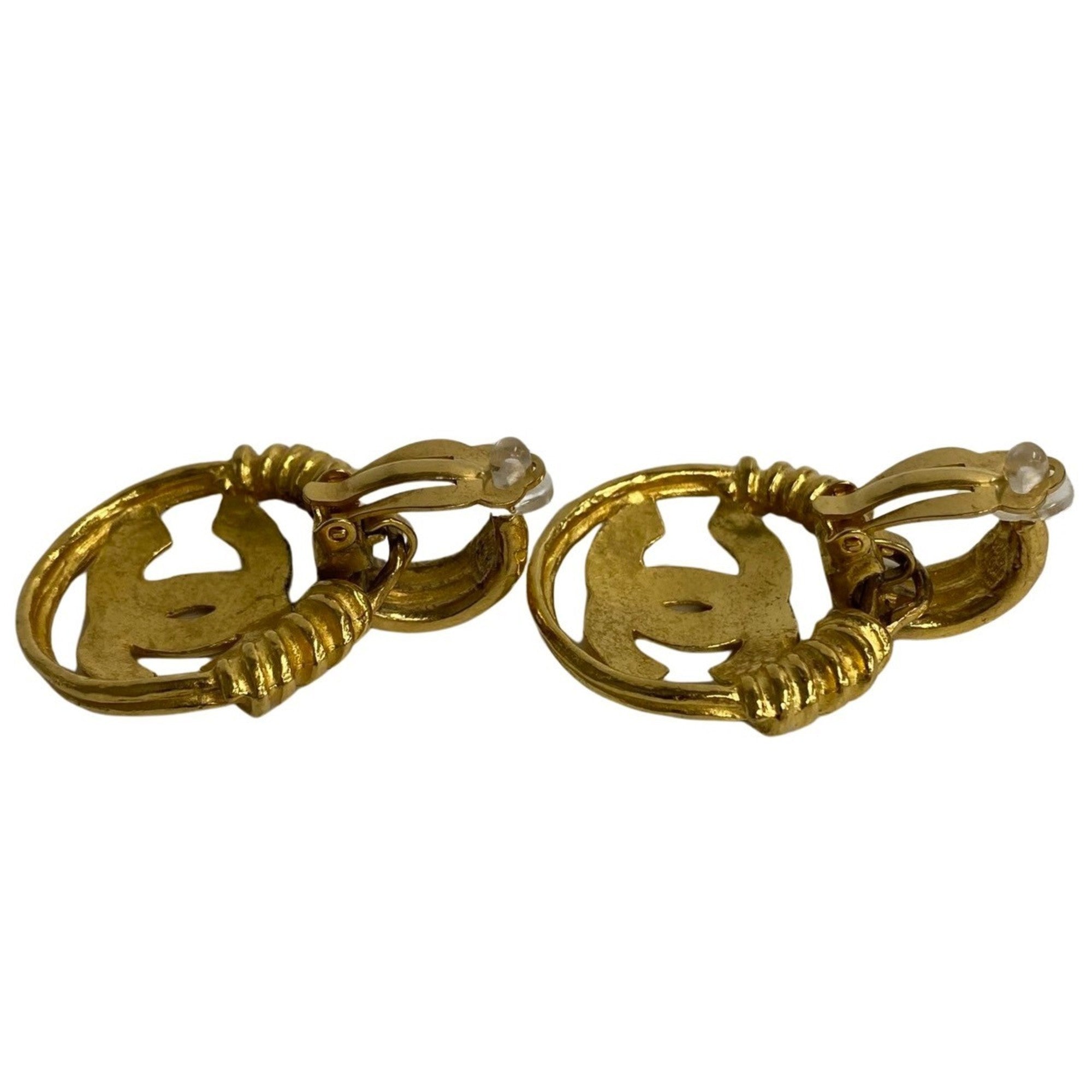 CC Logo Clip-On Earrings Metal Gold-Tone Metal