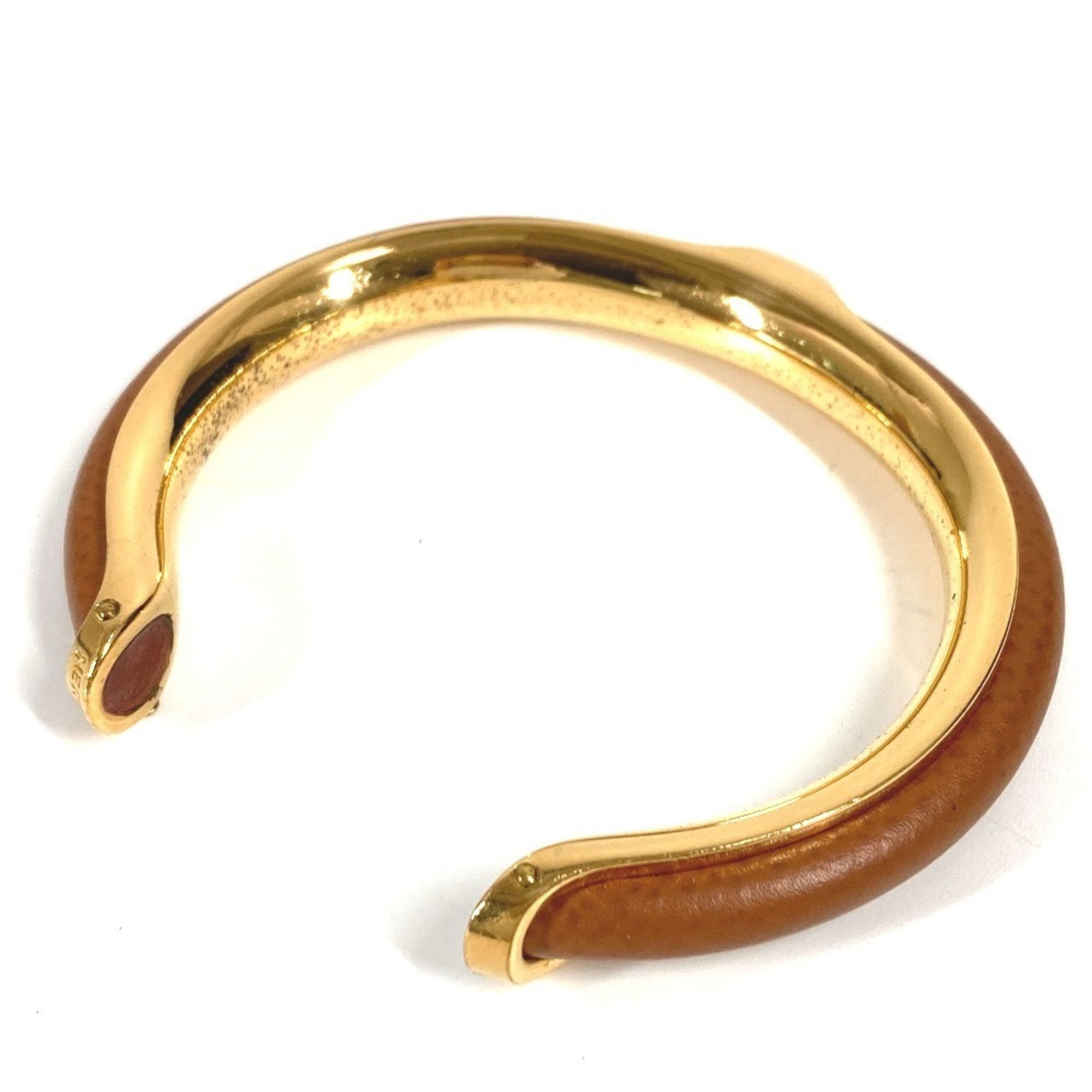 Bracelet Leather and Metal Brown and Gold