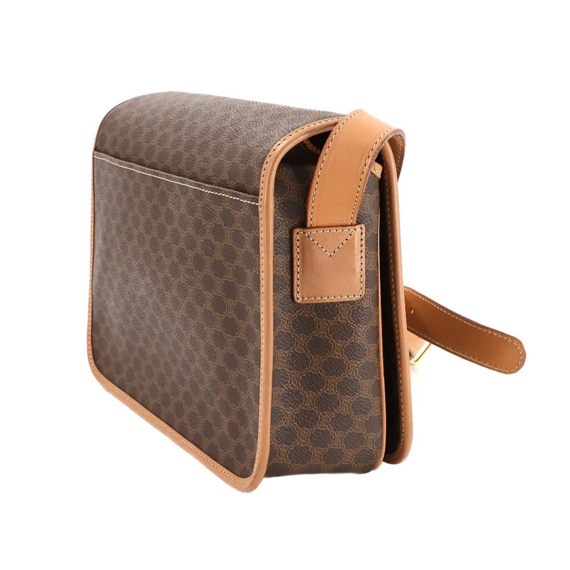Vintage Saddle Flap Shoulder Bag Macadam Coated Canvas Small
