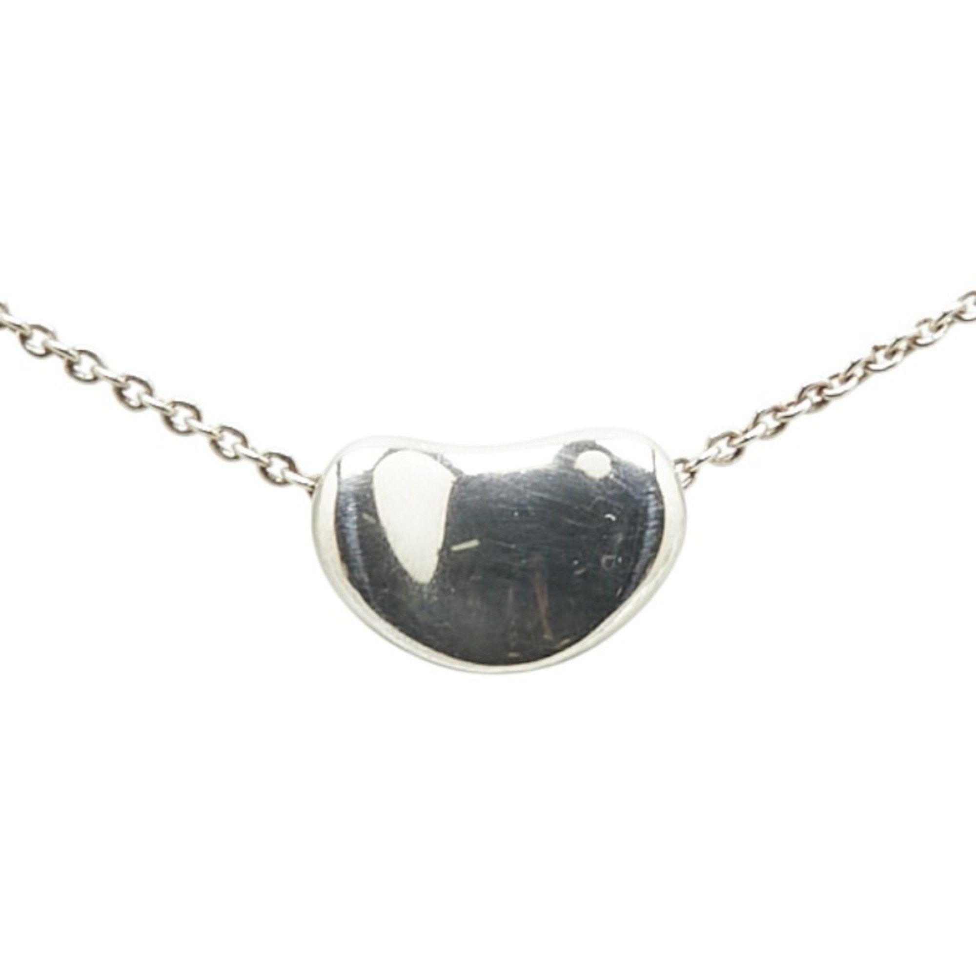 Bean Pendant Necklace Sterling Silver 7.6mm